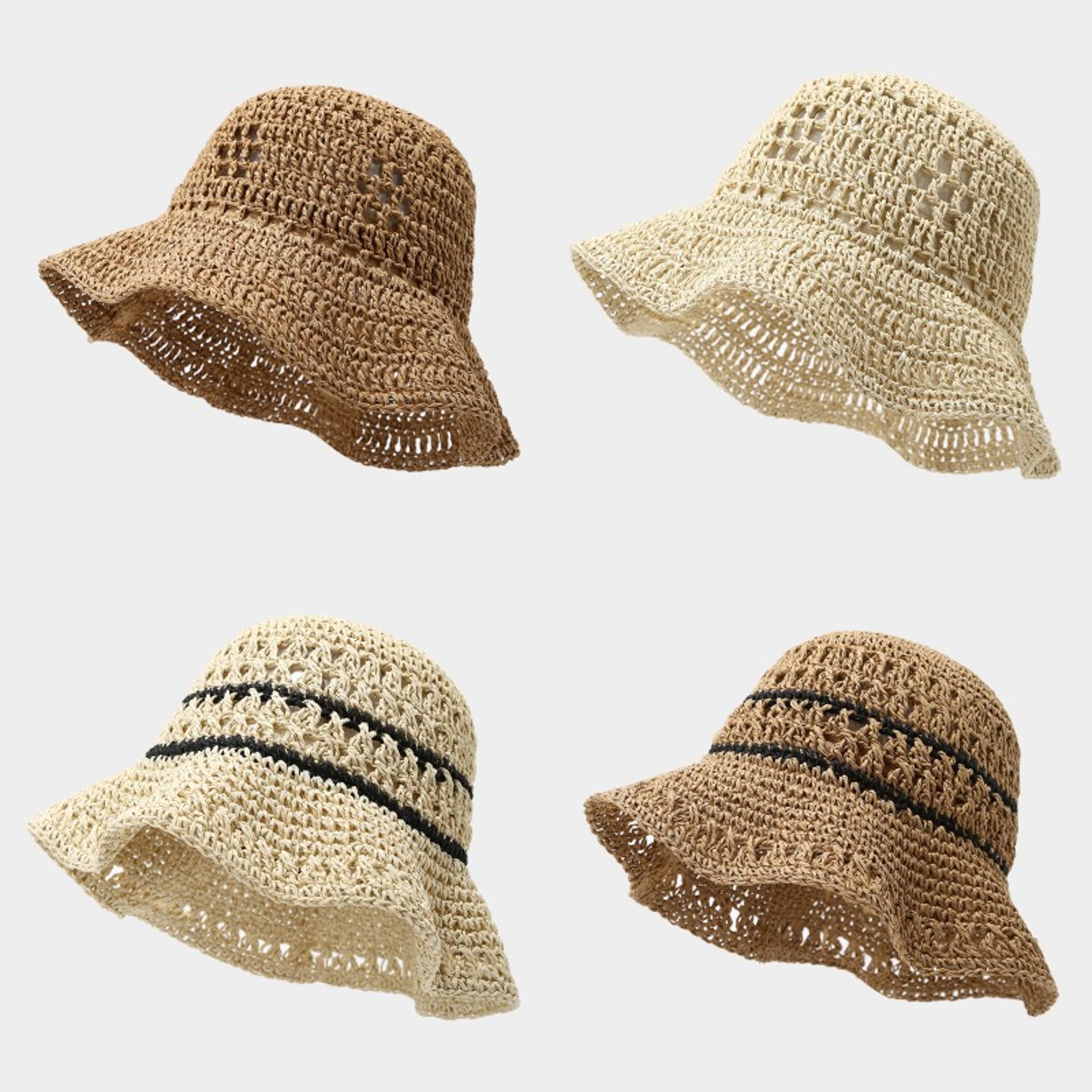 women straw bucket hat wide brim sun hat for beach travel breathable sunshade cap