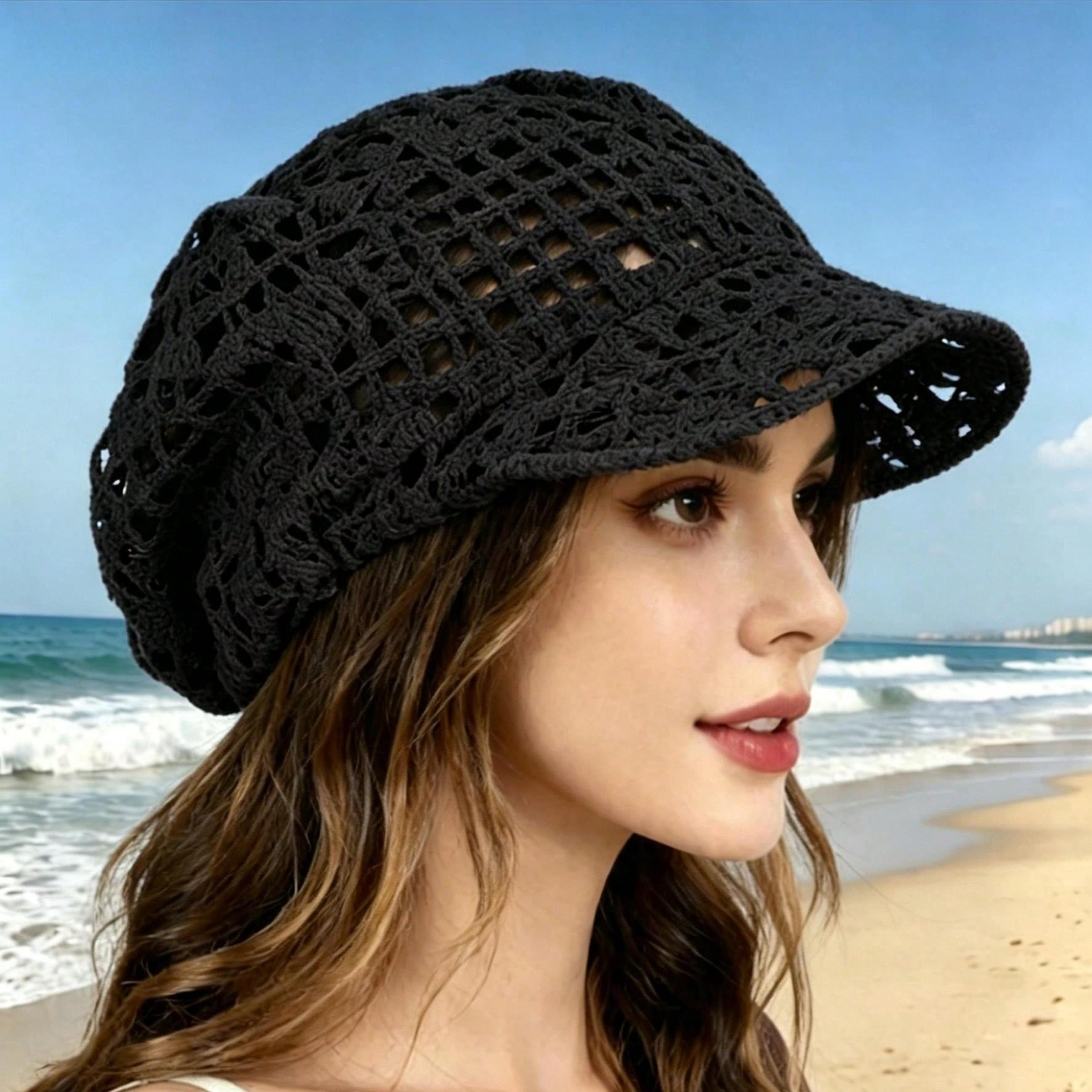 crochet mesh fisherman sun protection hat breathable openwork summer bucket cap