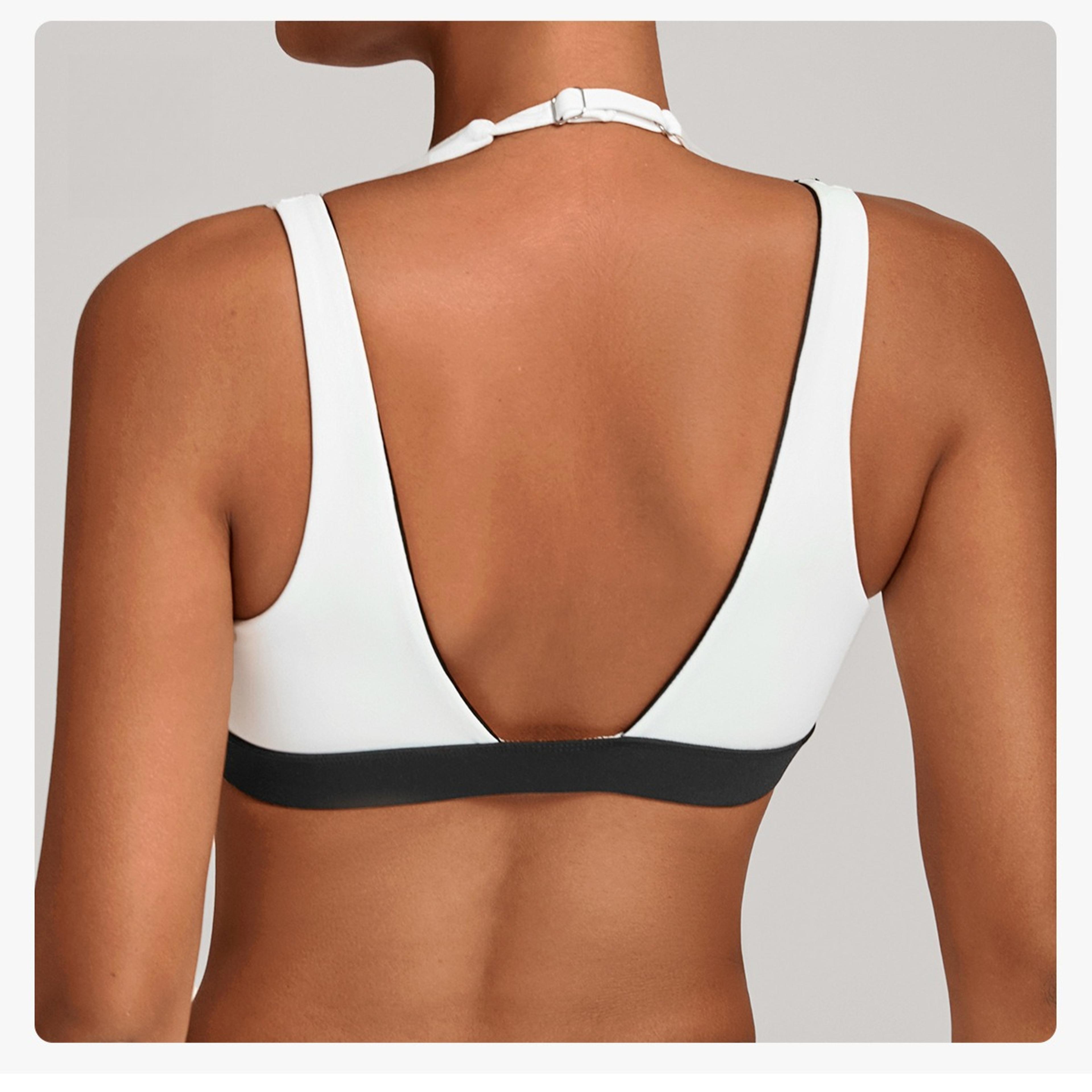 color block halter sports bra backless yoga sports bra workout crop top for women fitness wear