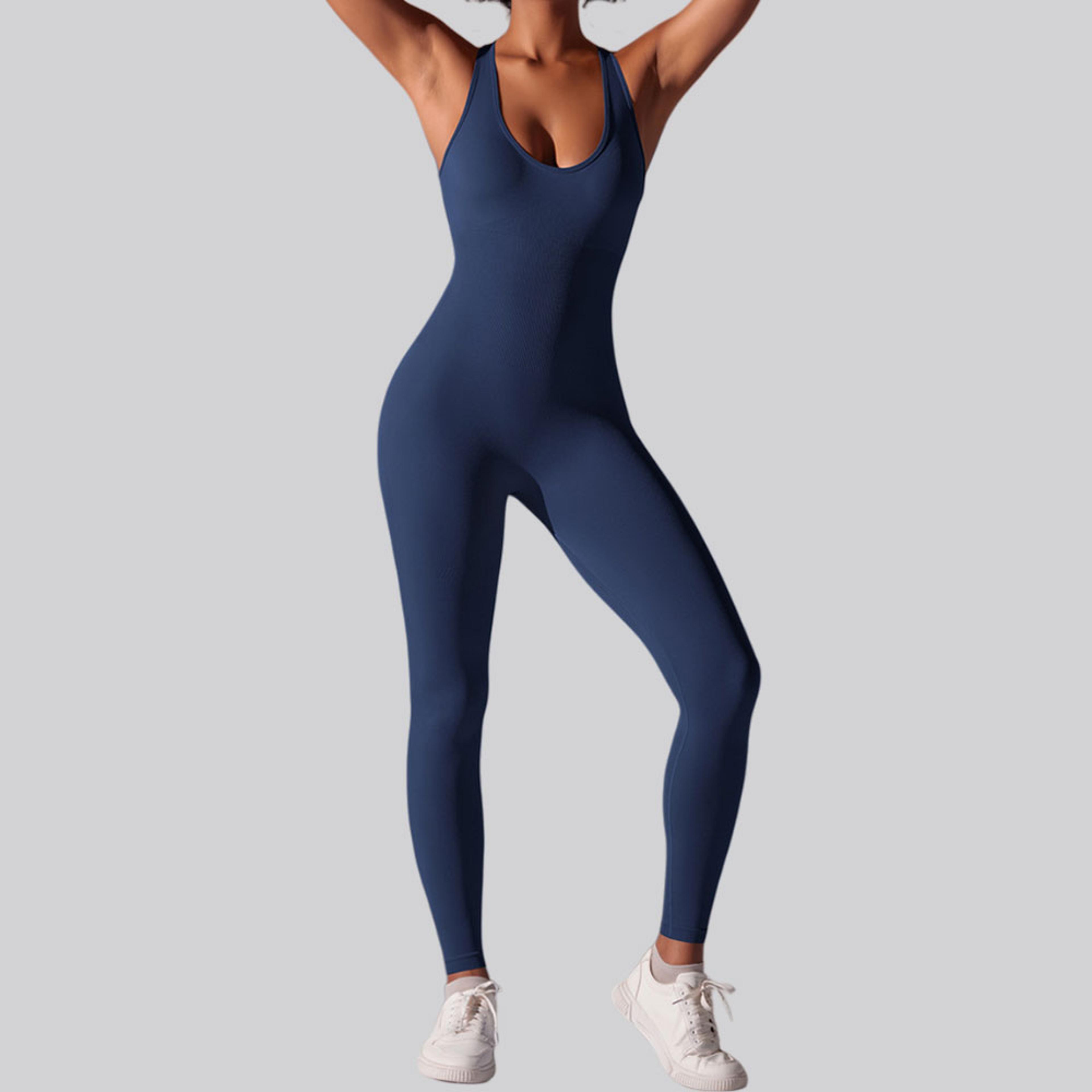 seamless backless workout jumpsuit one piece yoga suit for women