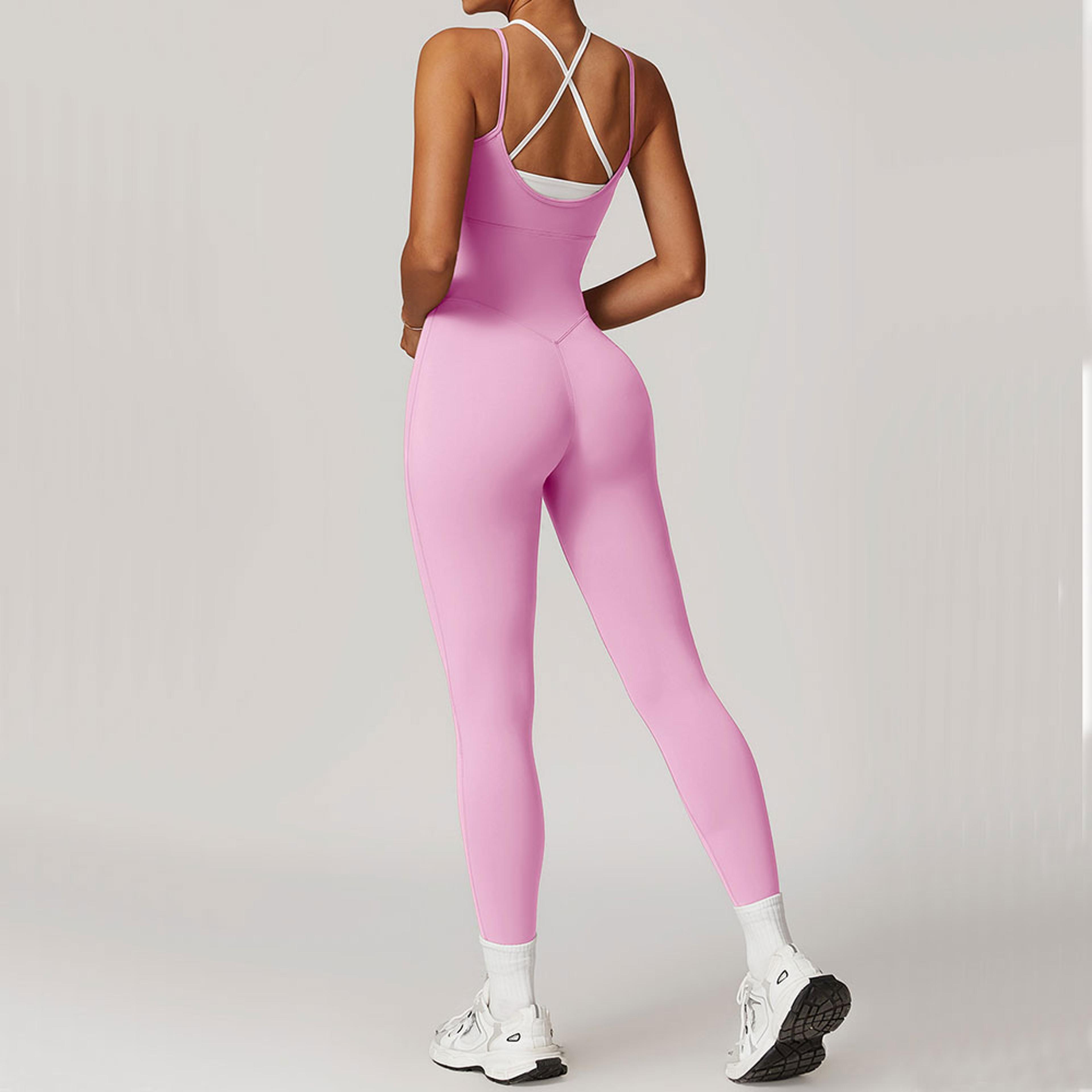 color block back cross women's yoga jumpsuit gym romper fitness bodysuit