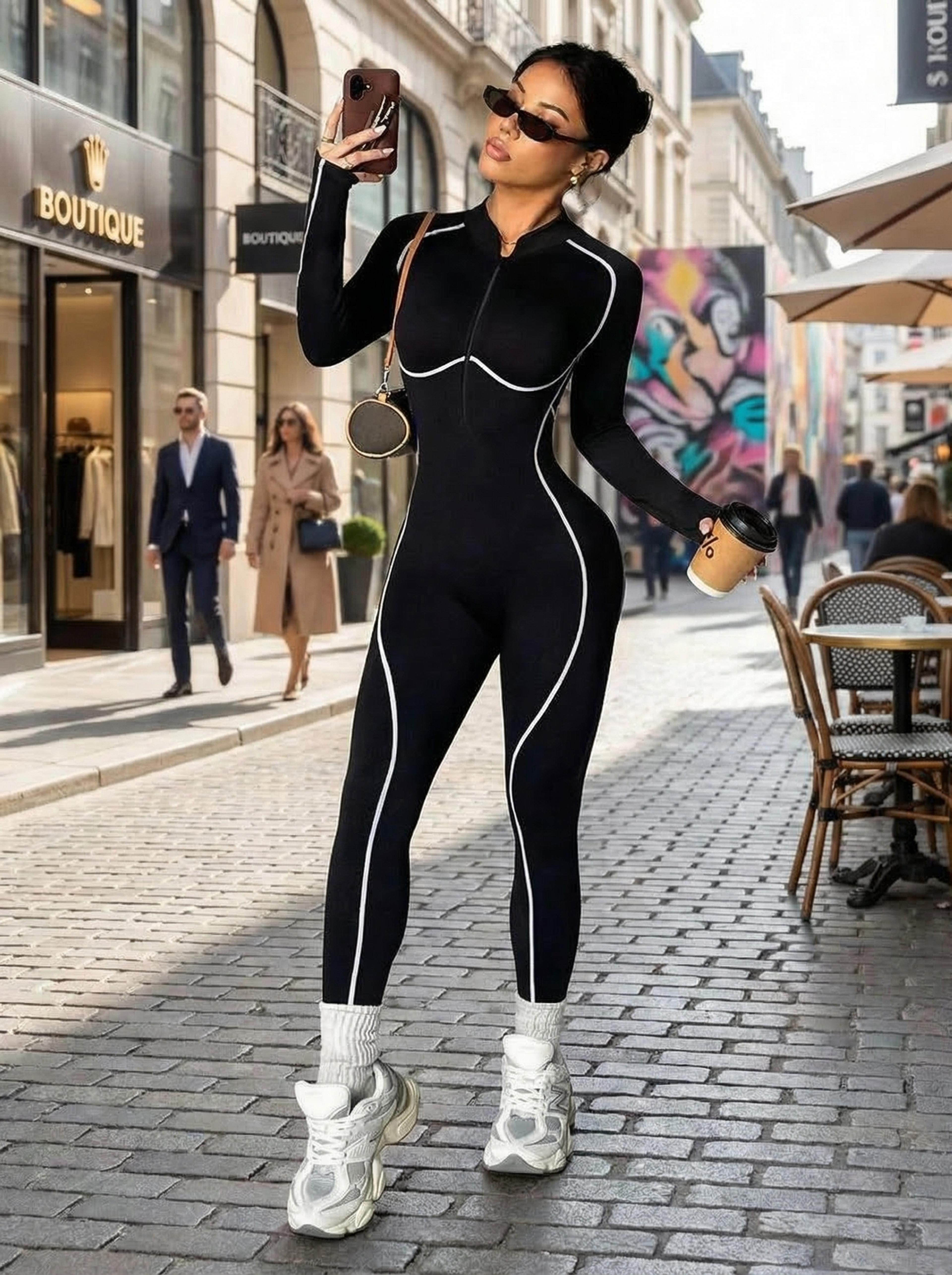 womens long sleeve yoga jumpsuit zip gym bodysuit one piece workout tracksuit fitness bodysuit