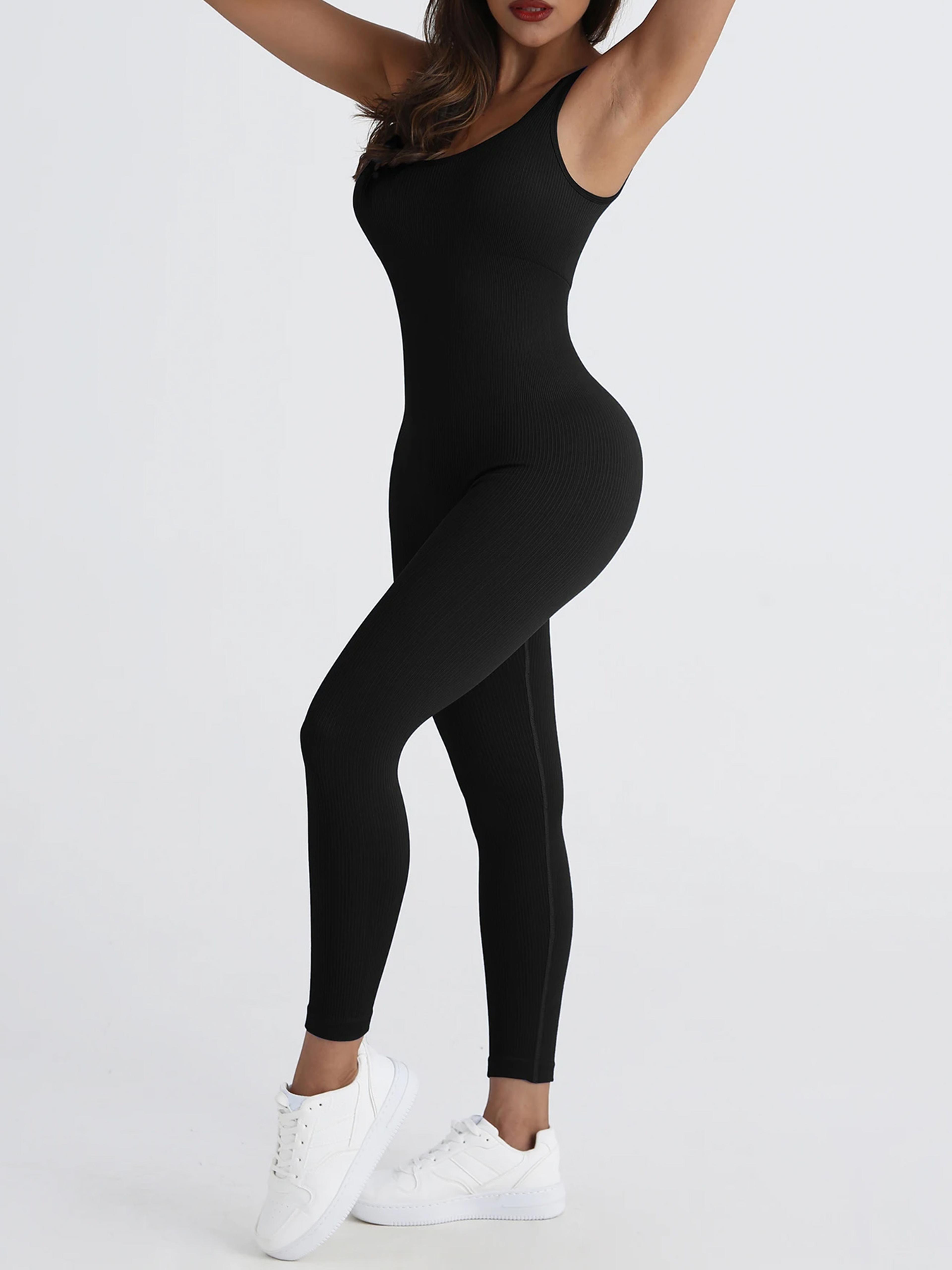 seamless ribbed yoga jumpsuit push up activewear