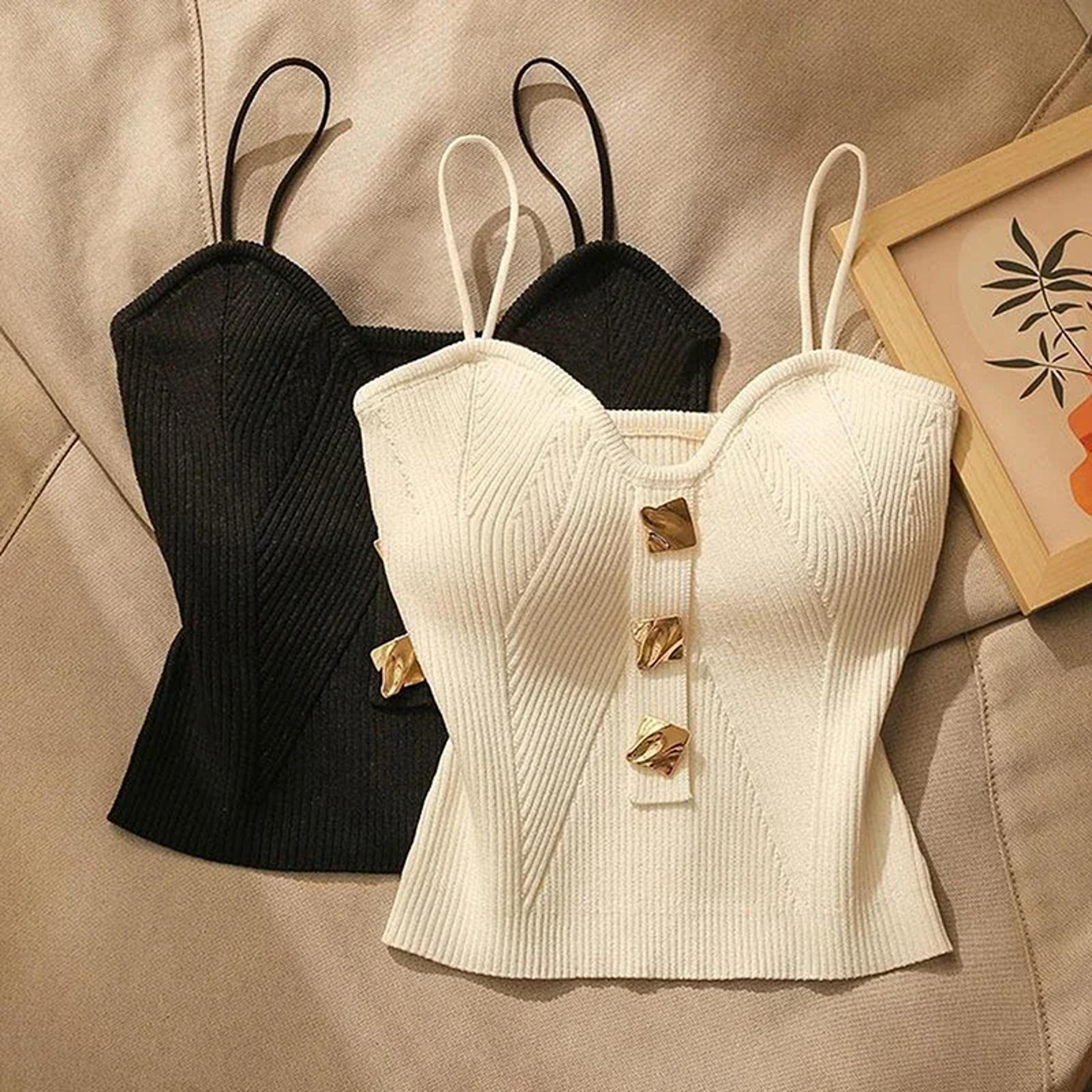 french style knit camisole slim fit summer crop top