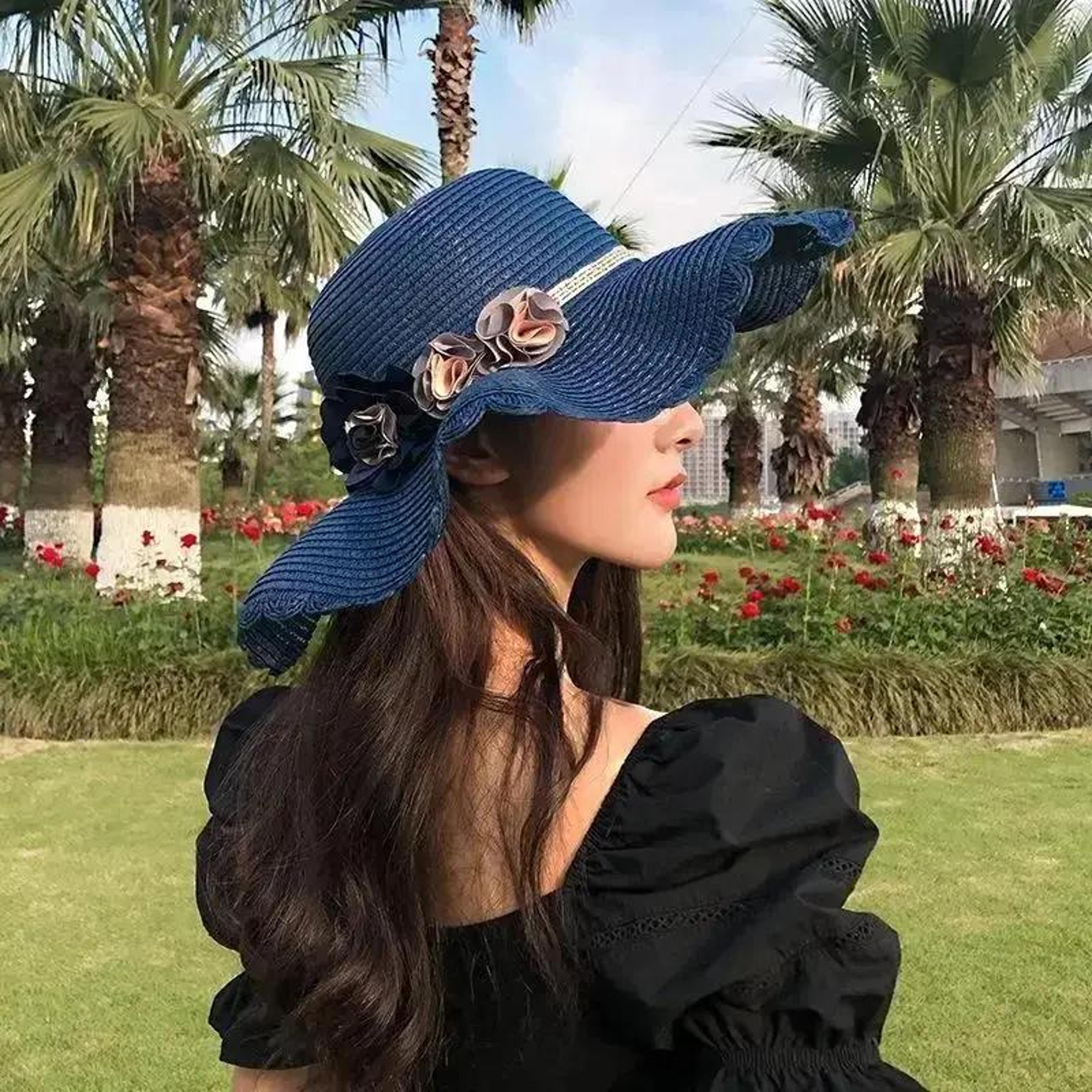 style summer floral sun hat breathable wide brim beach hat for women and girls