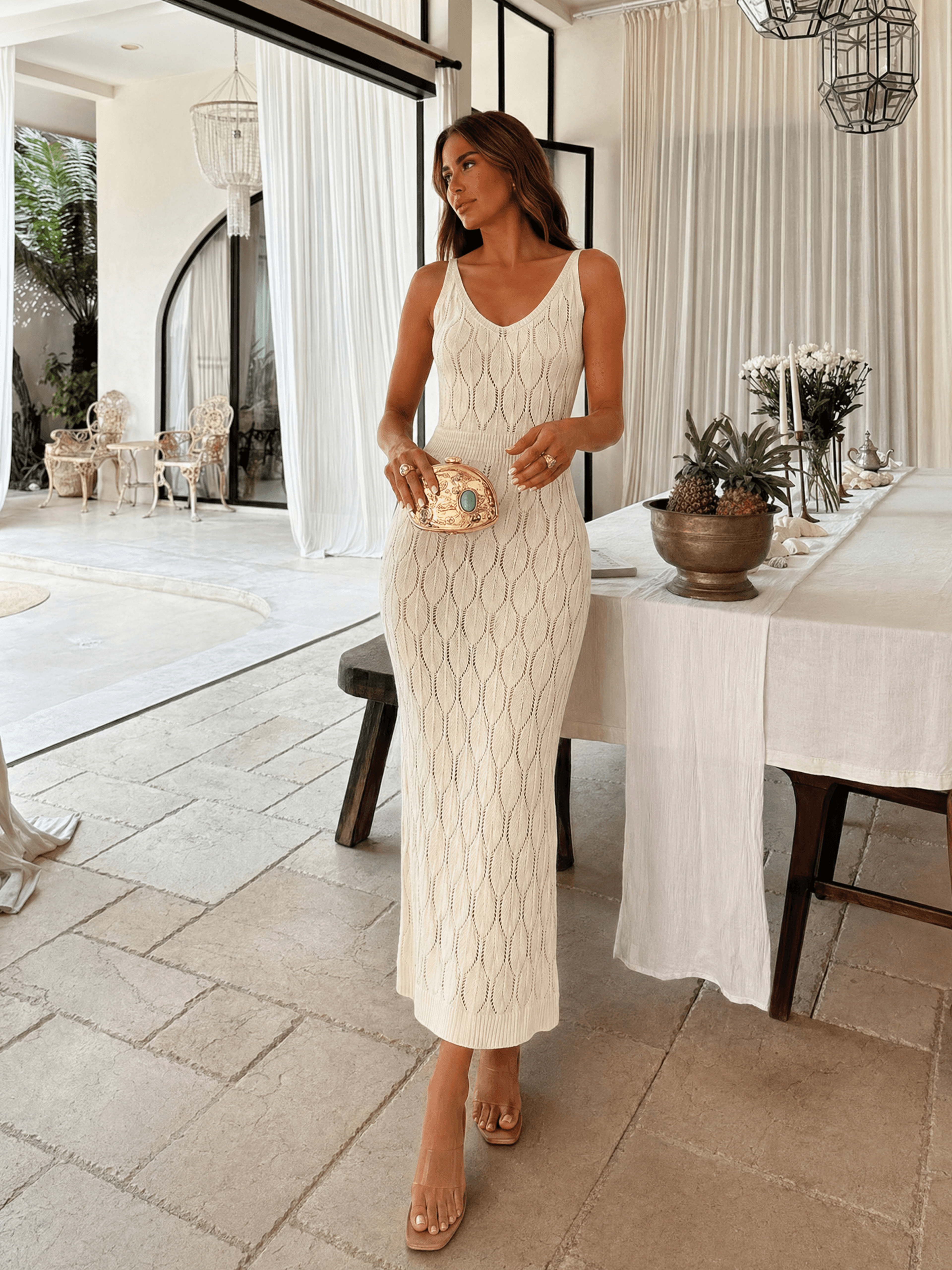 crochet tablecloth dress Floral Dawn Crochet Dress In Pink