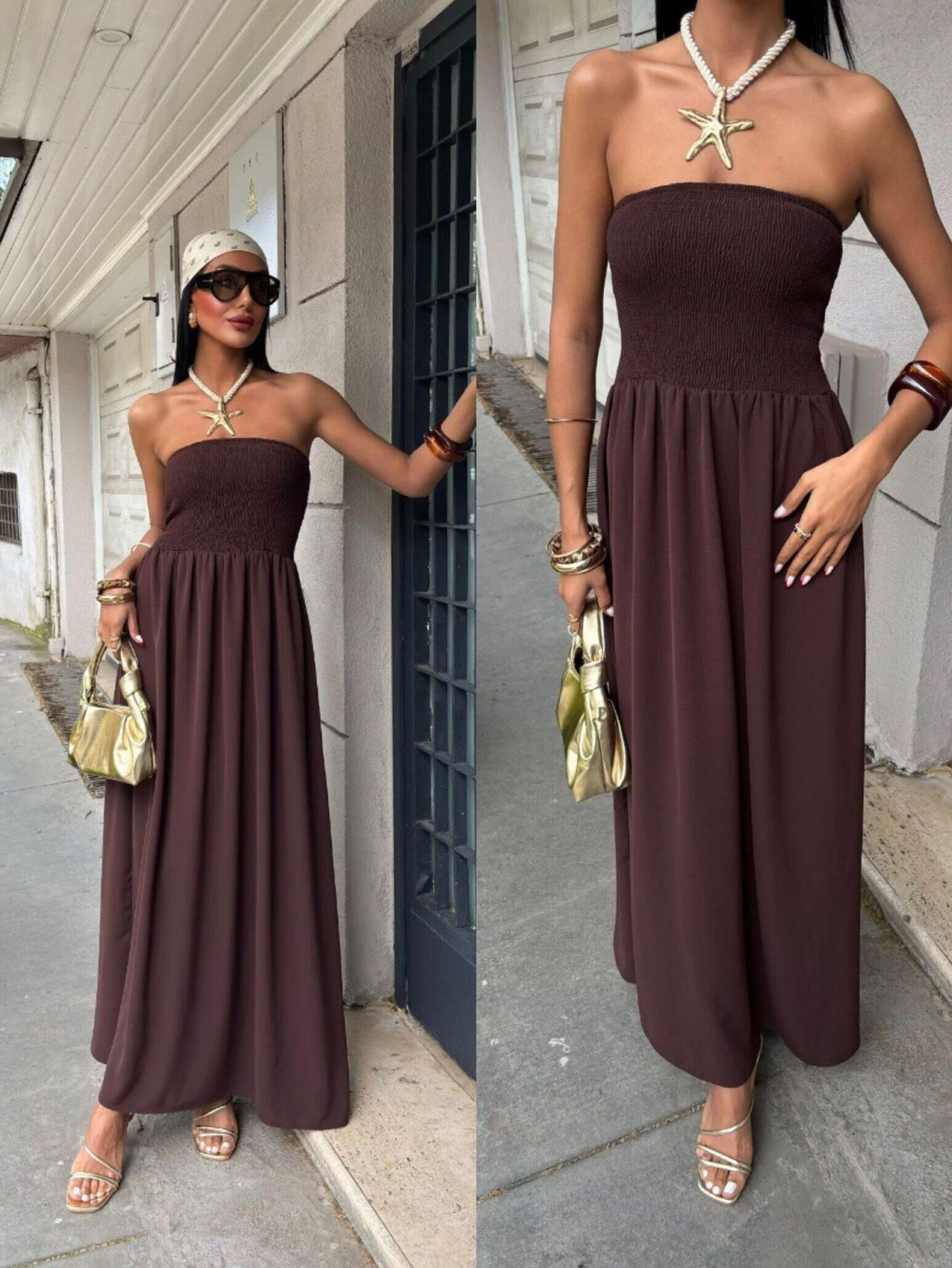off shoulder strapless waist cinching maxi dress for summer