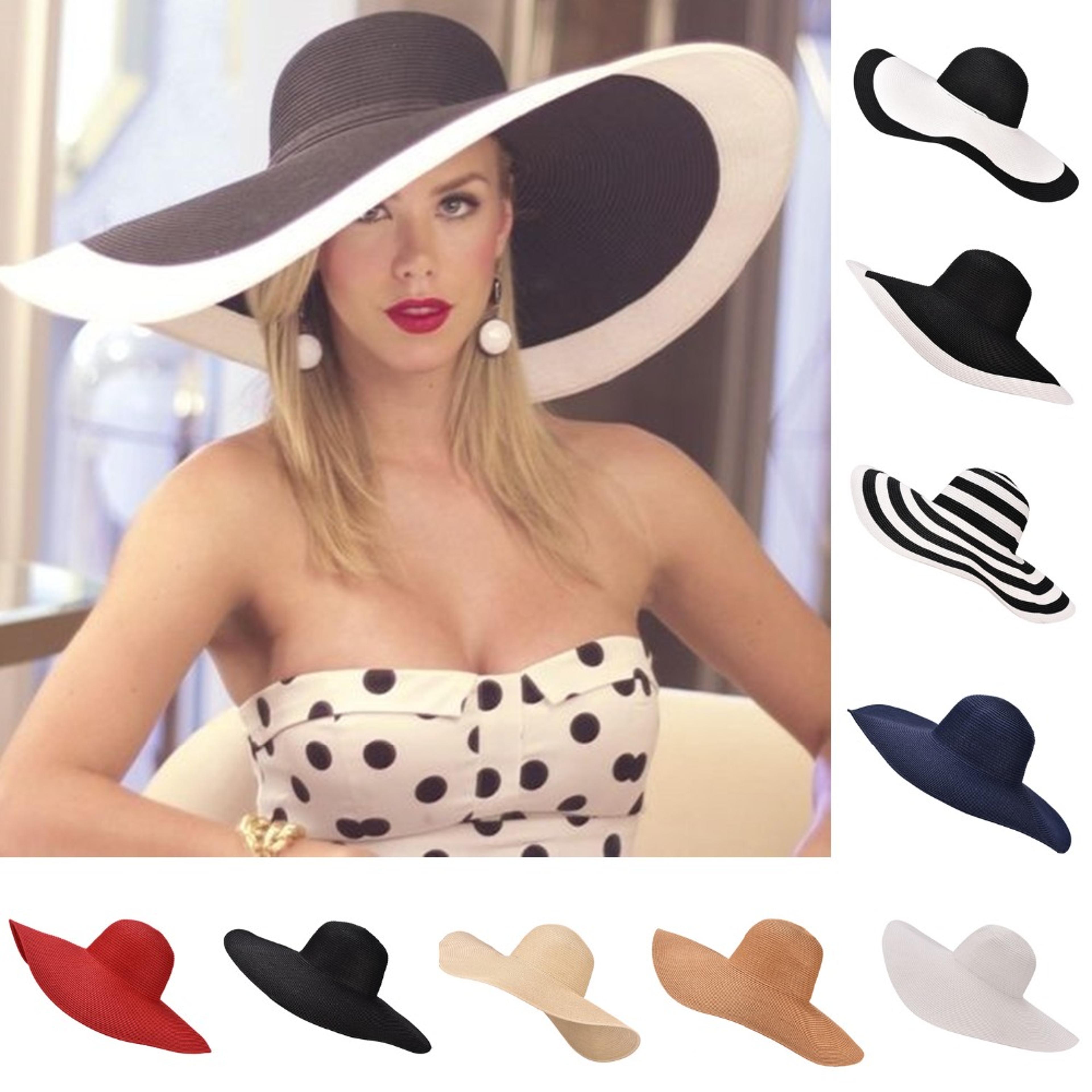 lawliet foldable oversized wide brim straw hat elegant floppy beach & wedding sun hat