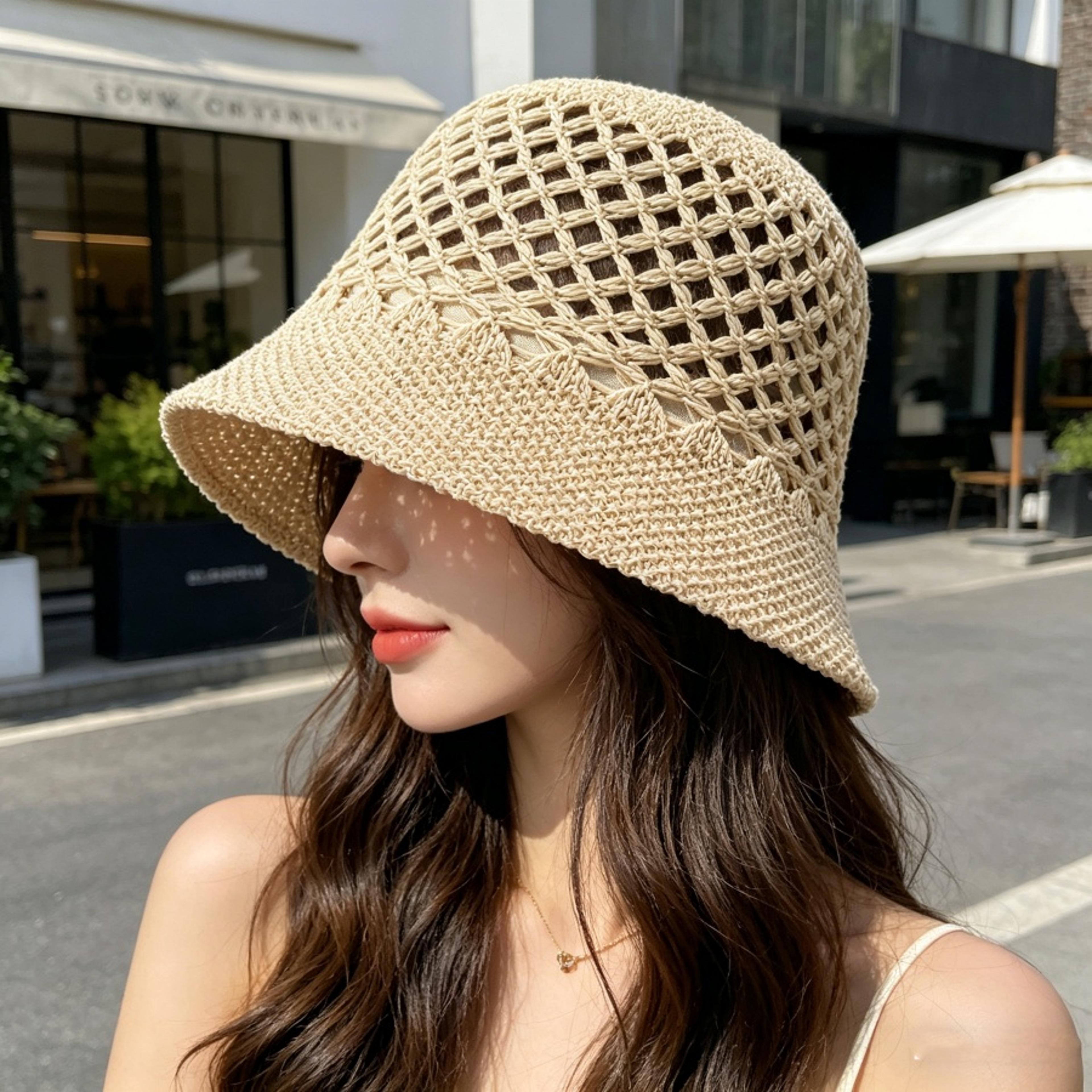 auraglow breathable woven sun hat – foldable mesh women's summer hat & sun protection bucket hat for travel