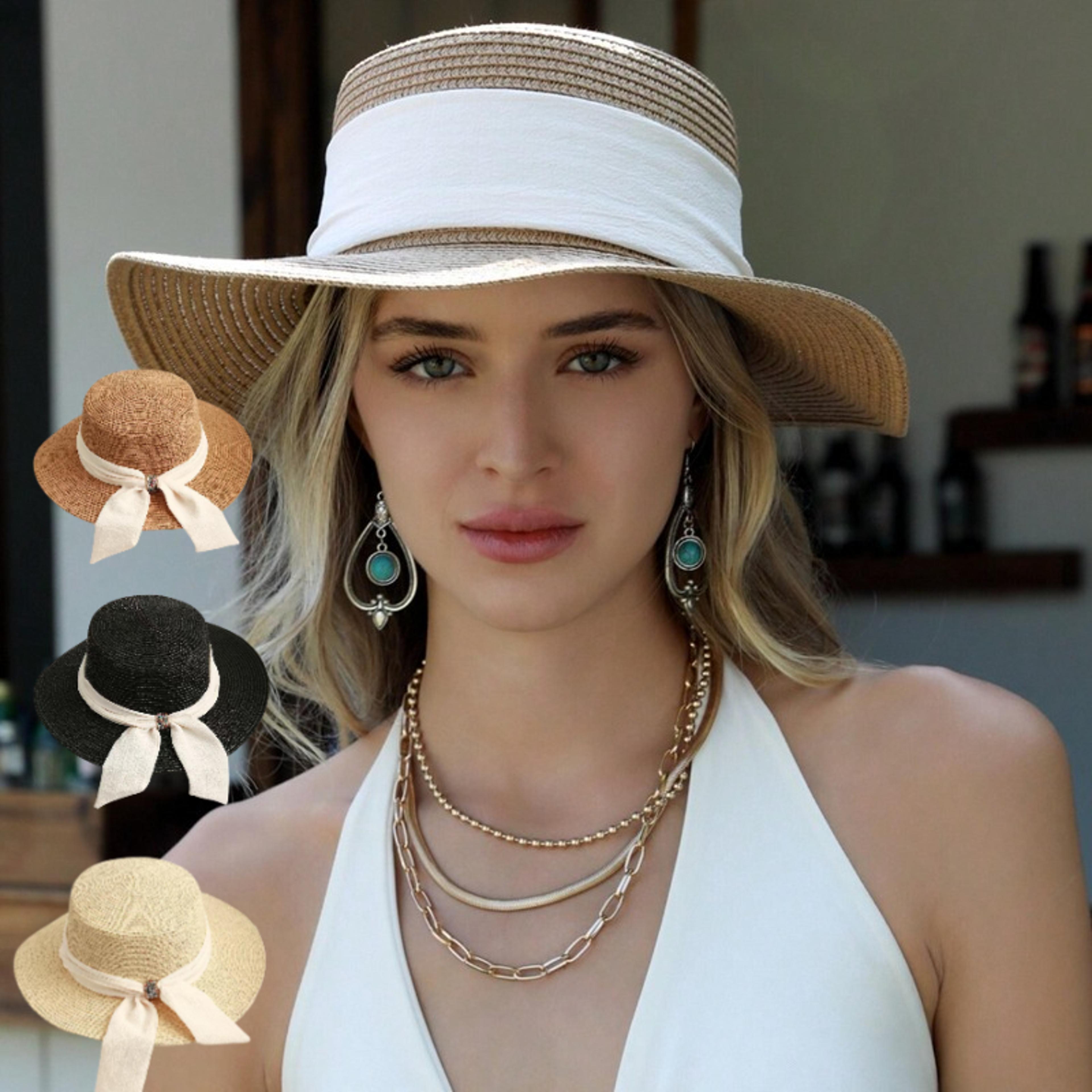 serenesummer wide brim straw sun hat – foldable packable beach summer hat for women