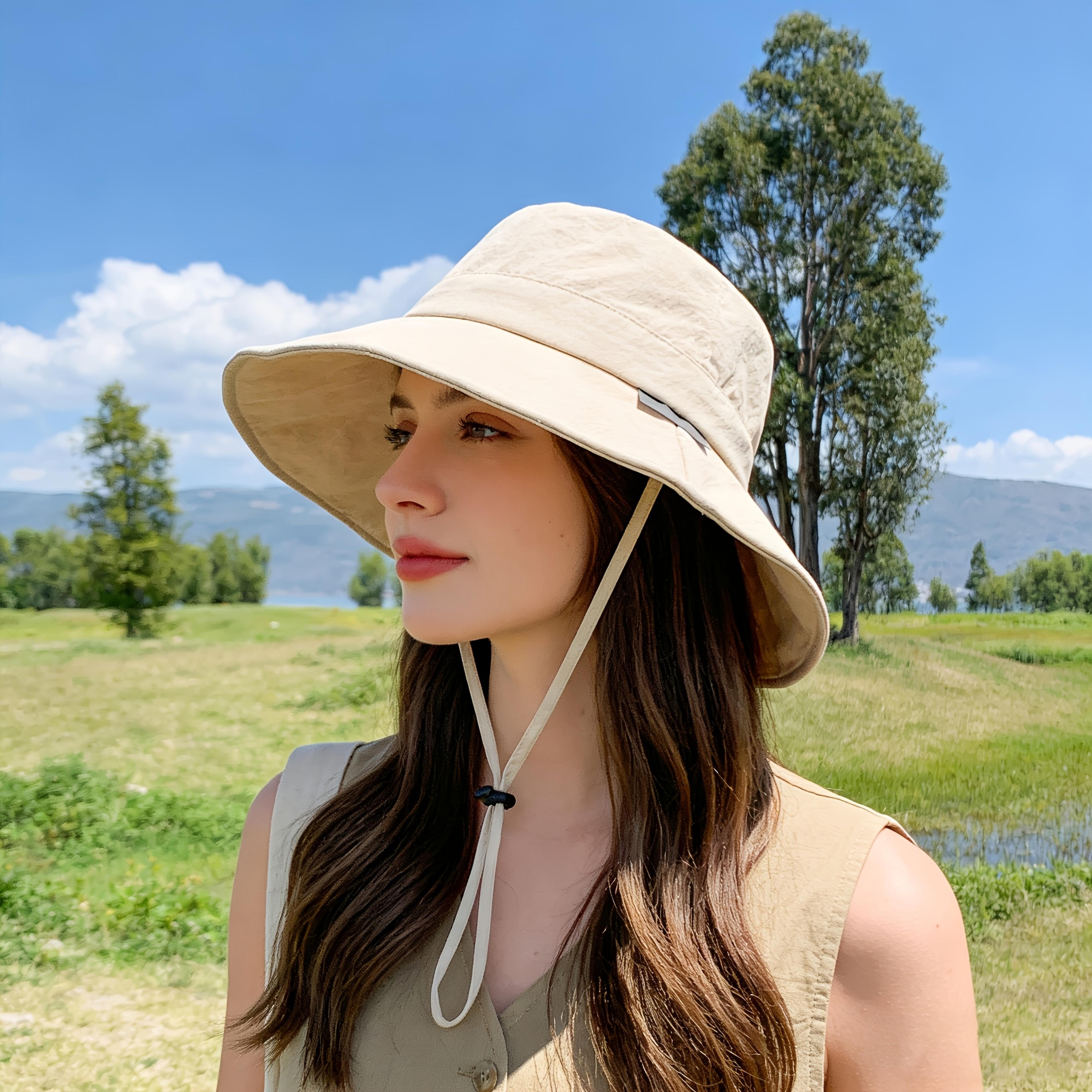 chic shade wide brim sun hat for women – packable summer travel bucket hat