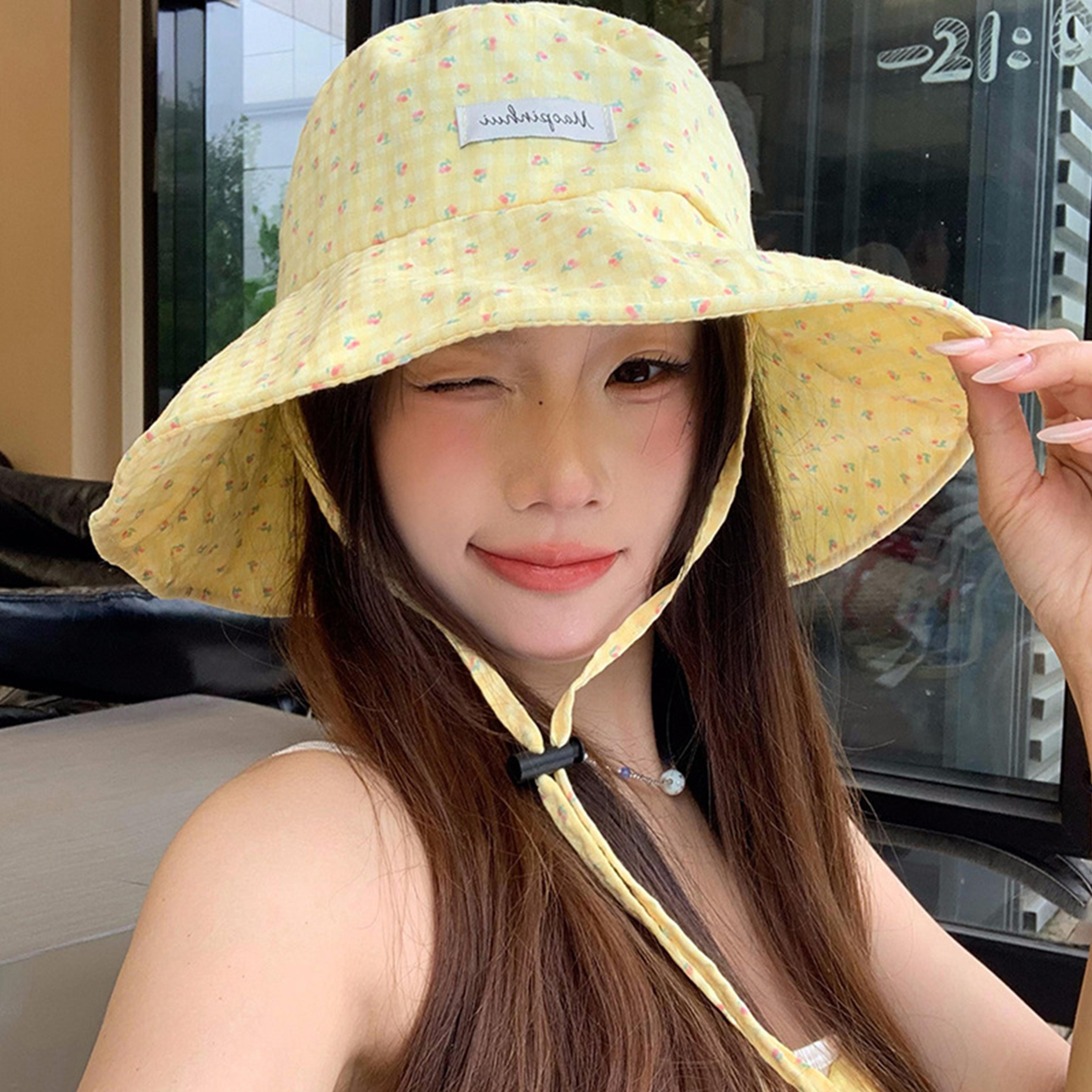 floral wide brim sun hat with ribbon ties