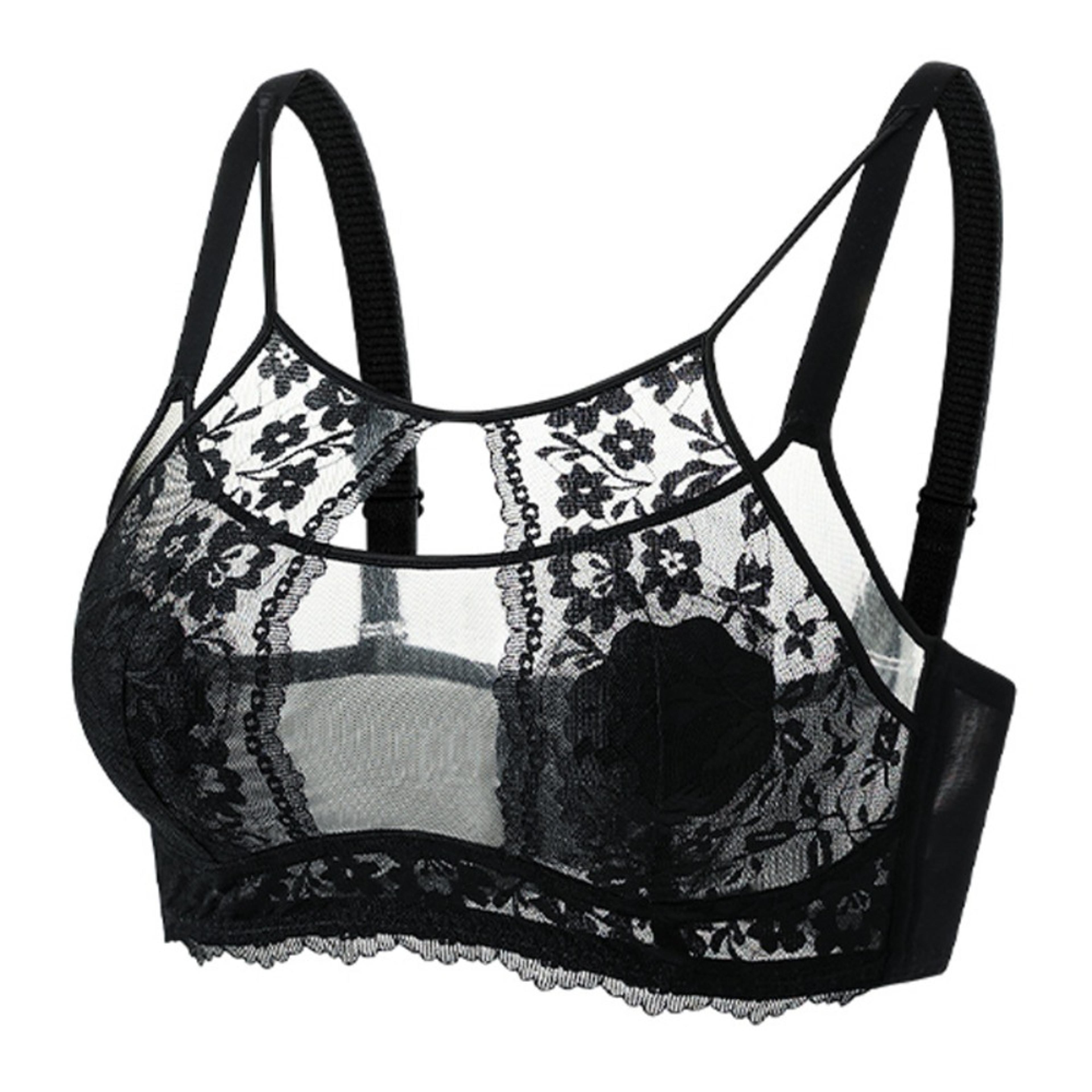 elegant deep v wireless anti-sagging lace bra