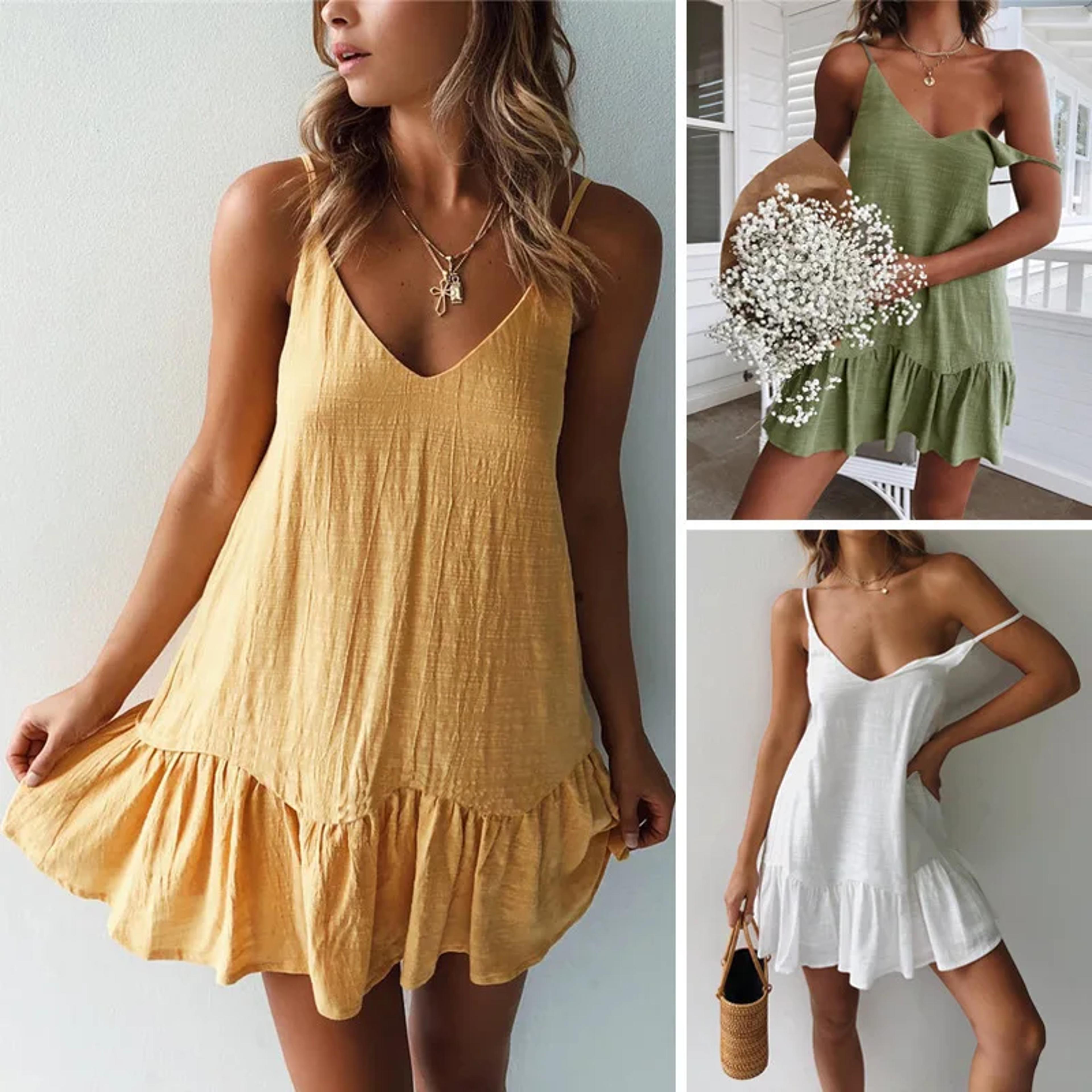 sexy ruffle summer dress spaghetti strap mini sundress