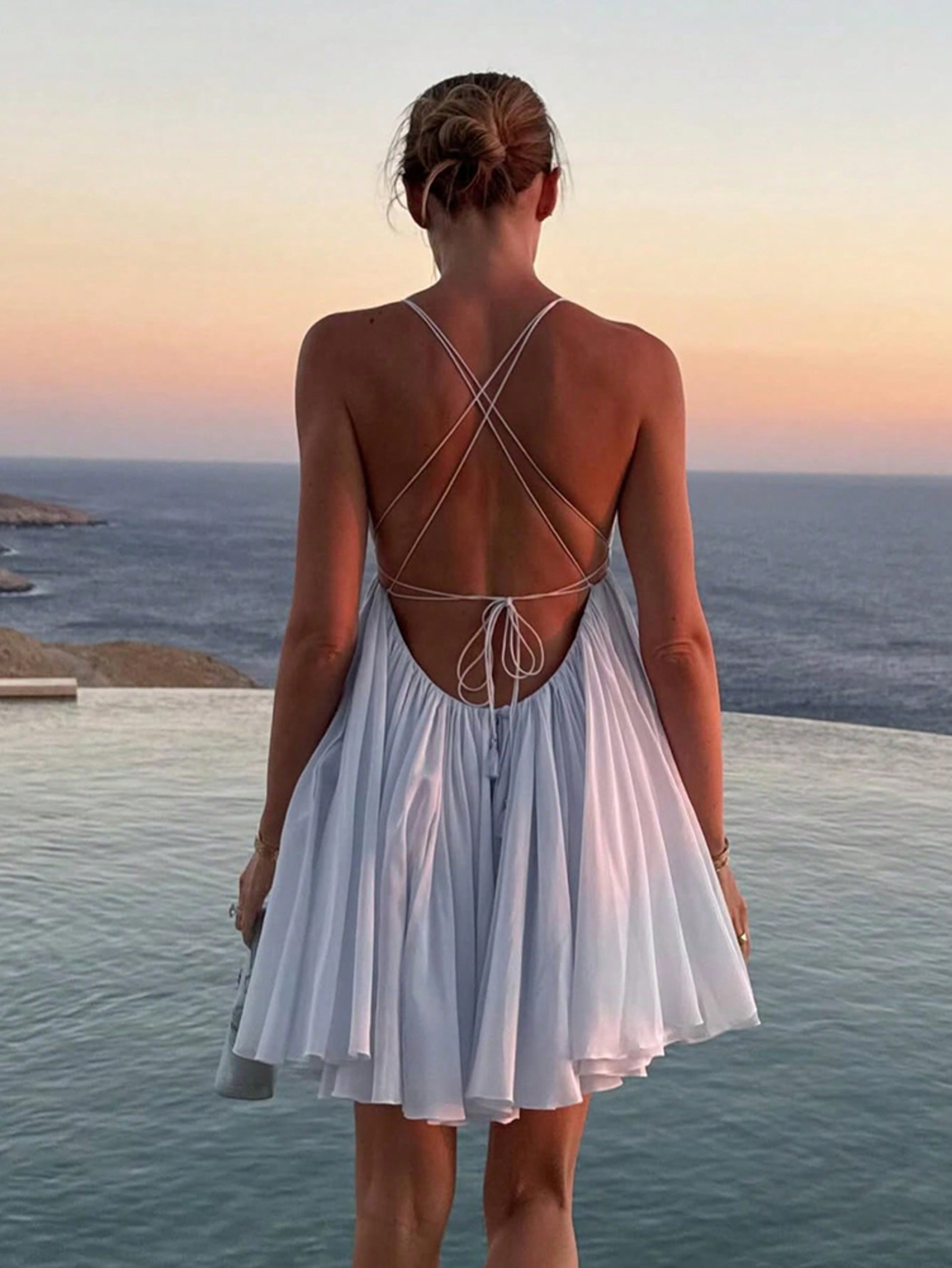 beach vacation mini dress Cupshe Airy Beige Mini Dress - Beige