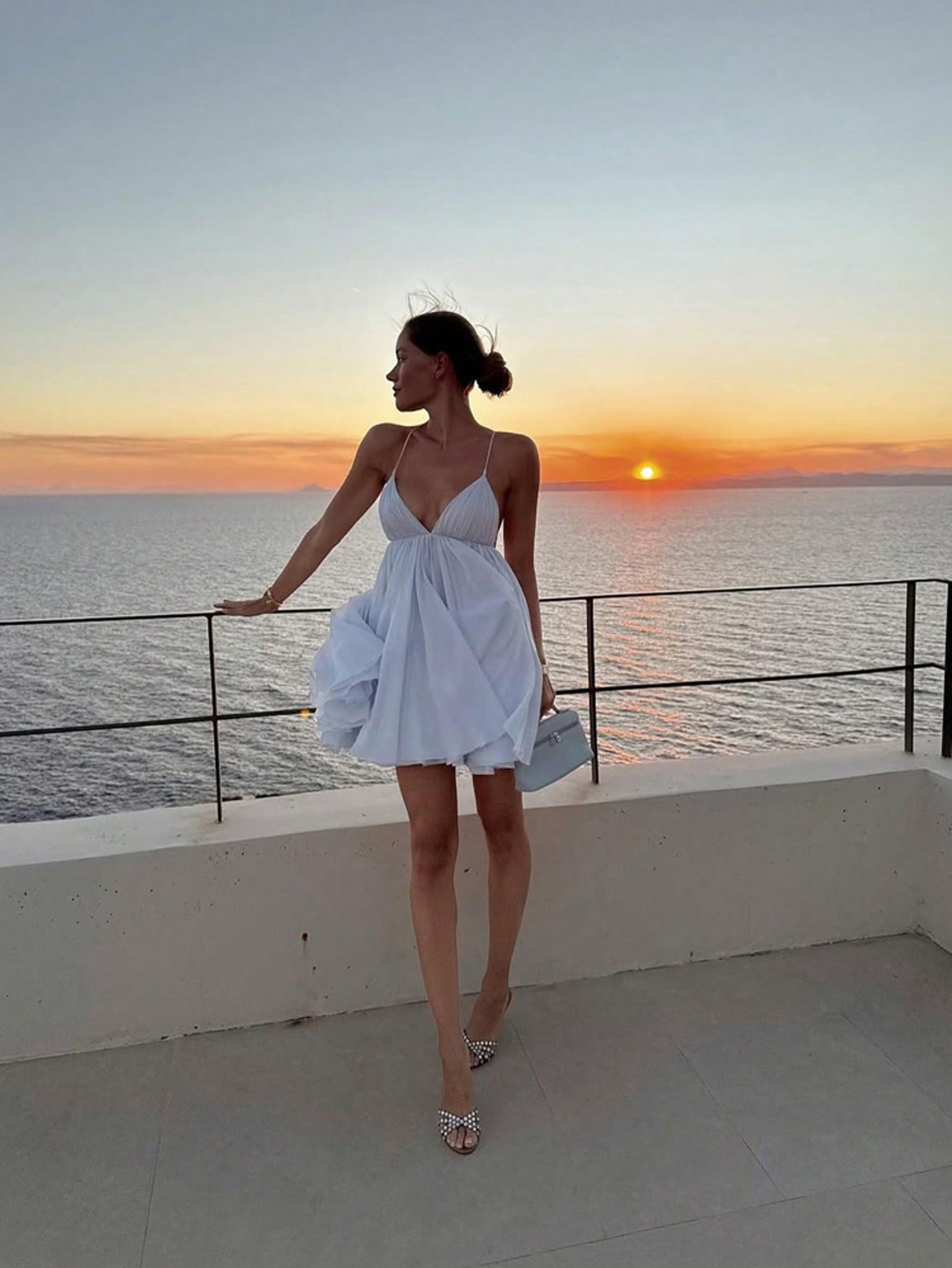 backless mini dress: summer spaghetti strap a-line cami beach vacation style short dress