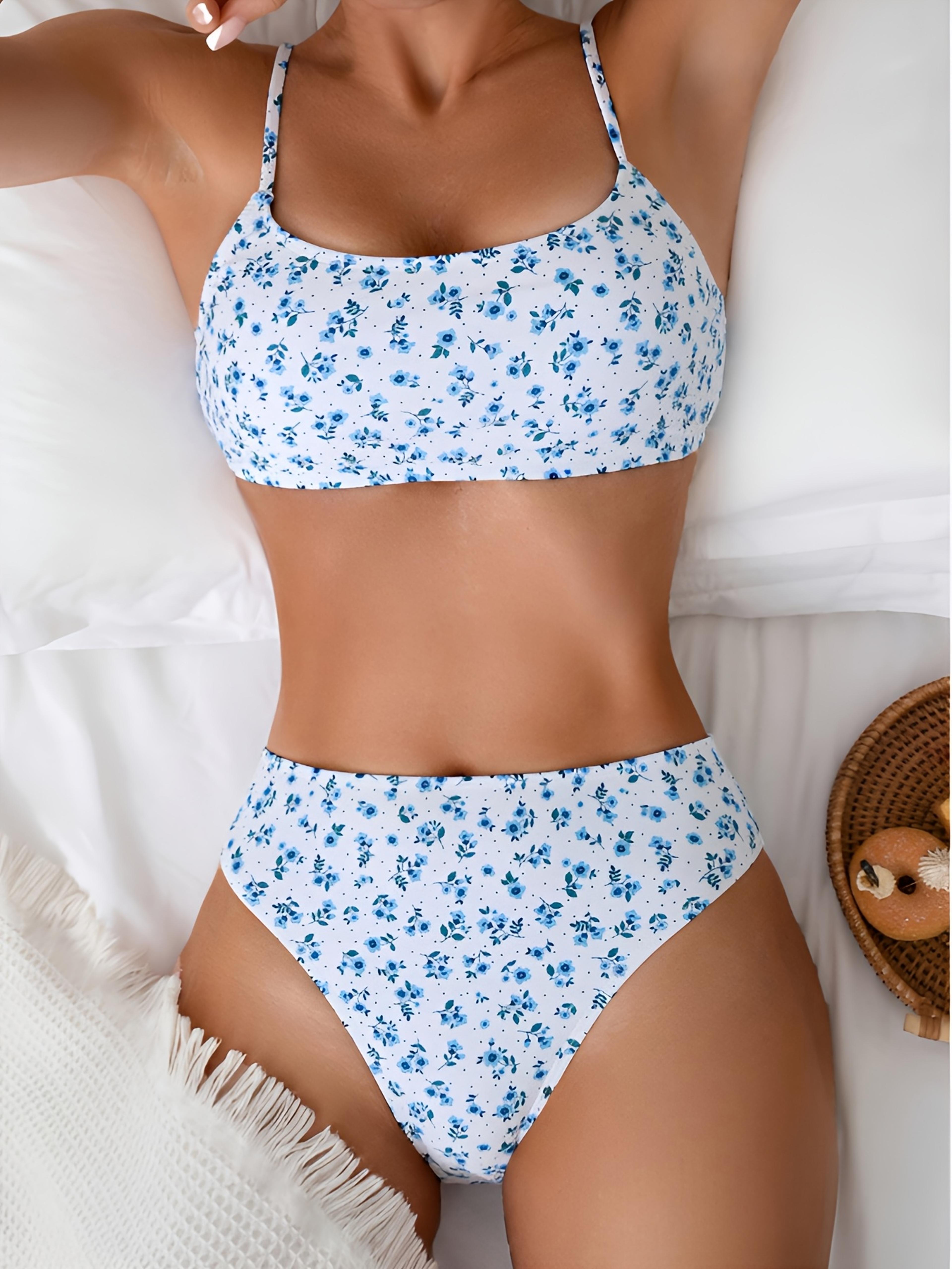 boho floral high waist bikini set two piece swimsuit