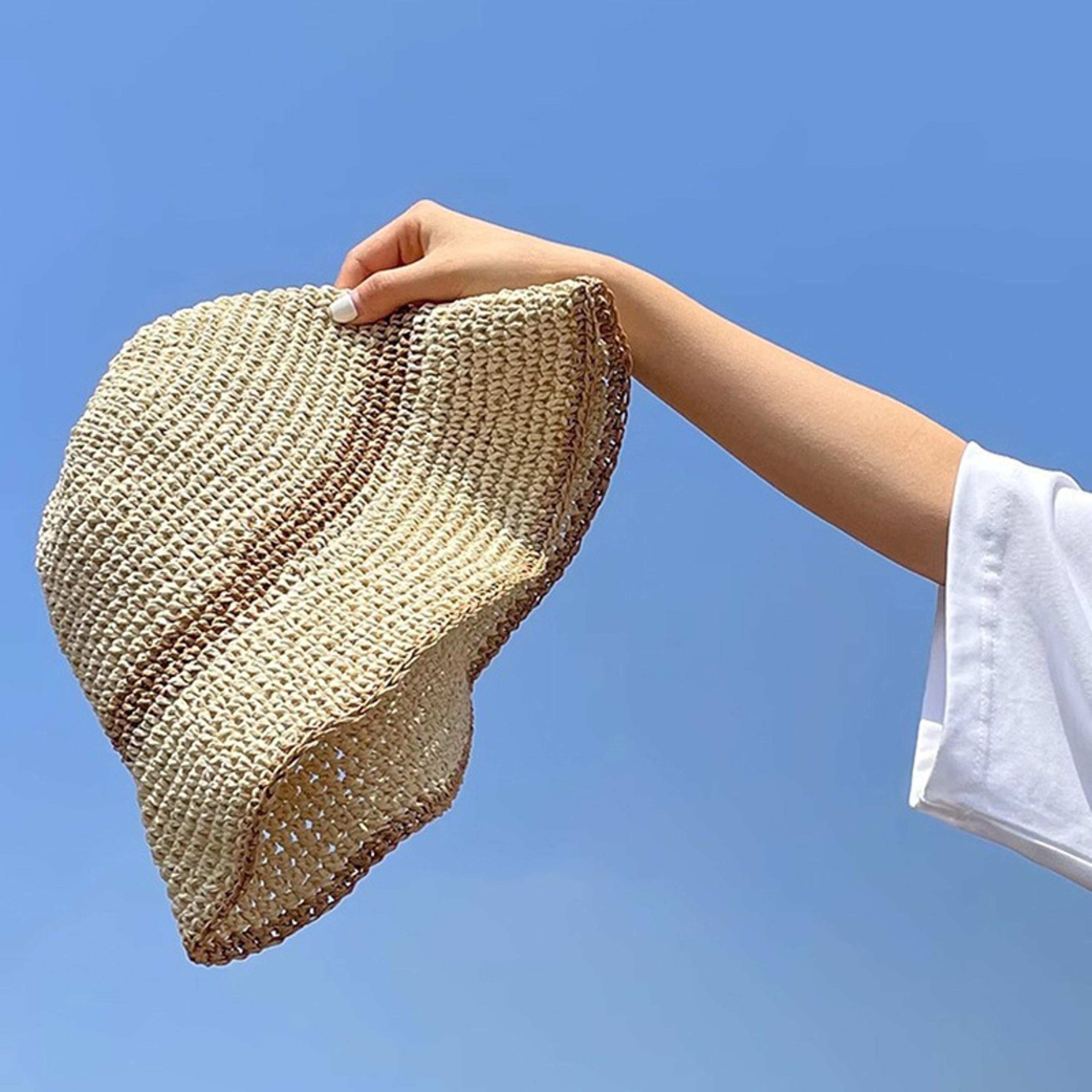 wavy brim foldable straw beach hat - wide brim sun hat for women