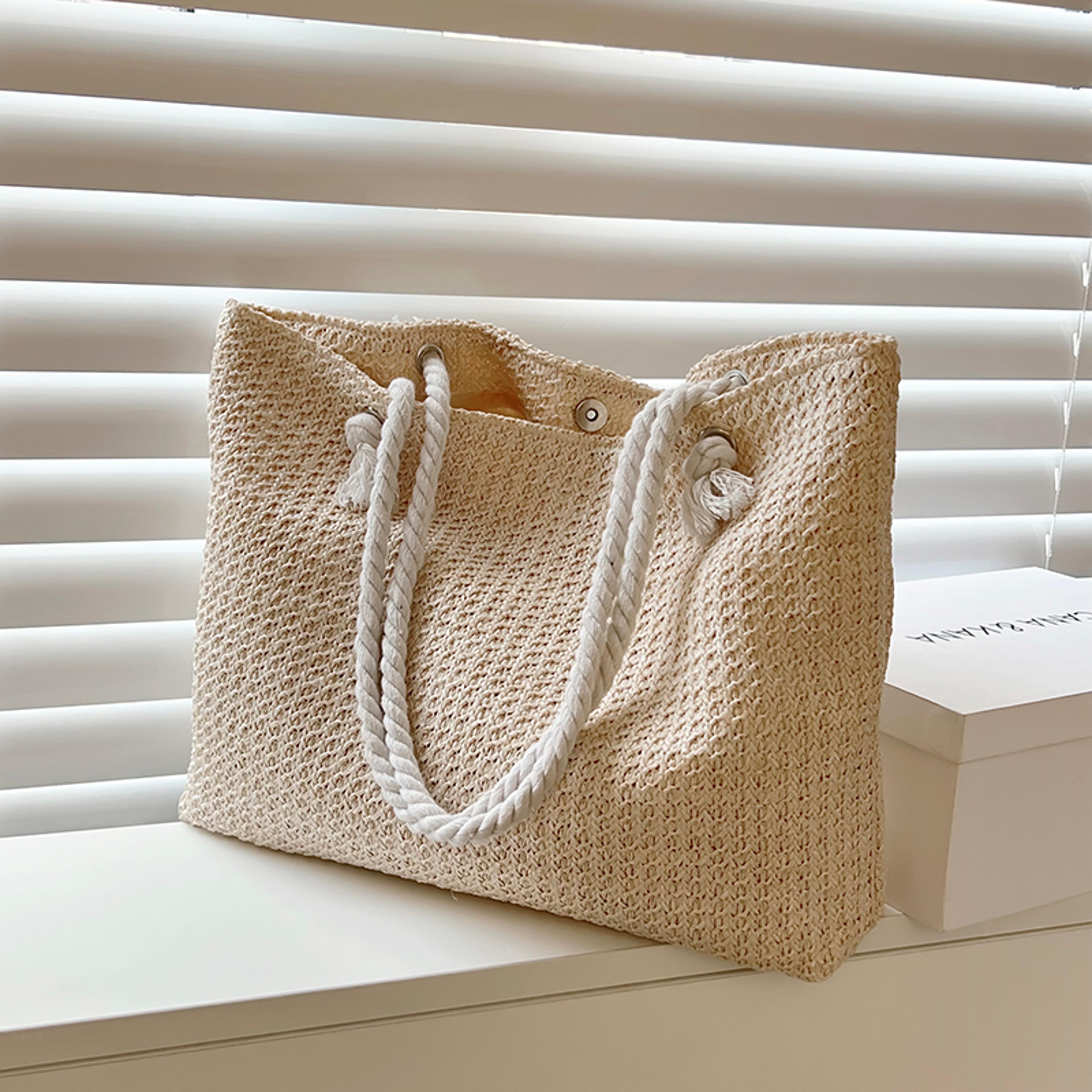handmade woven straw shoulder bag – large capacity summer vacation underarm bag and fashion ladies handbag