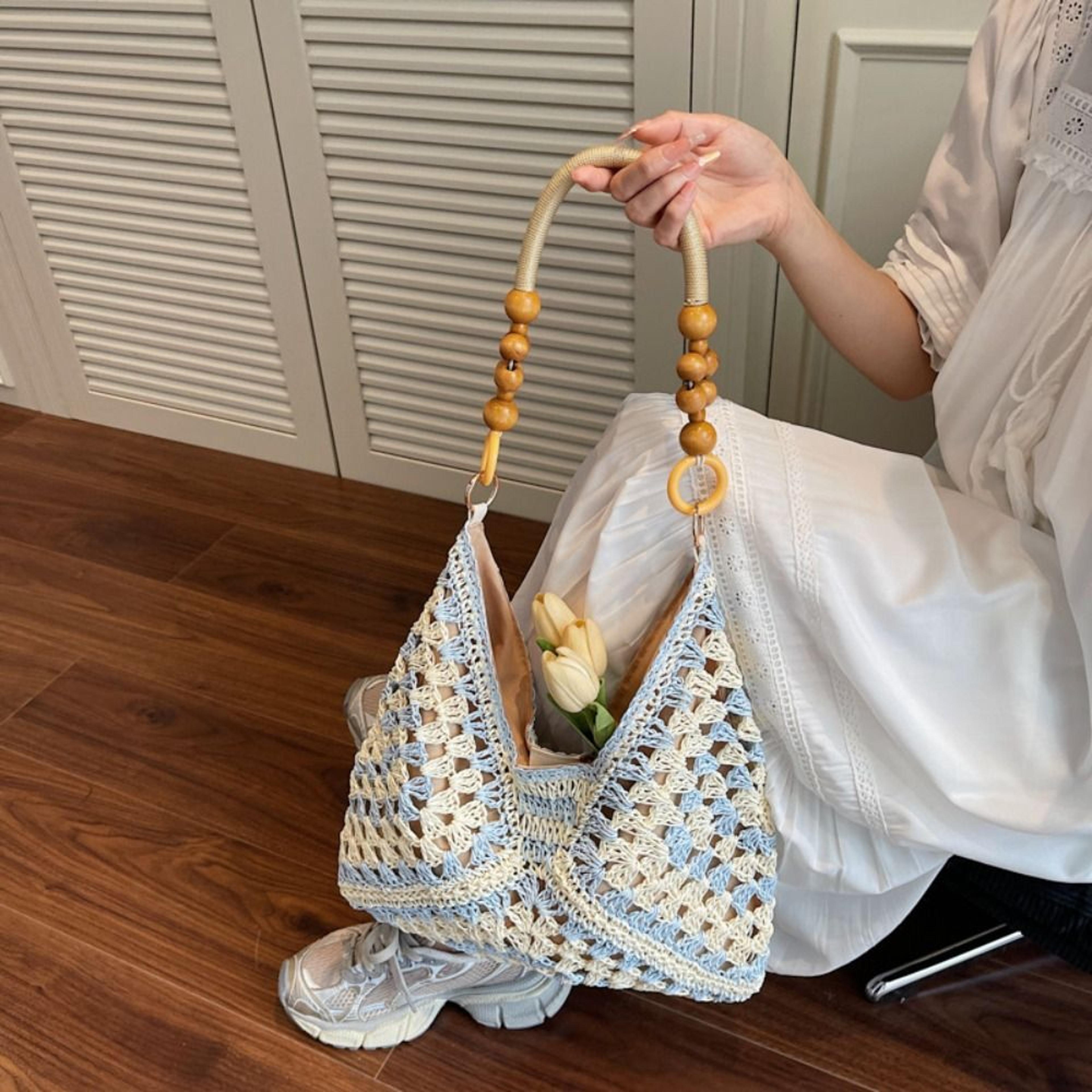 bohemian large capacity straw beach bag & vacation tote