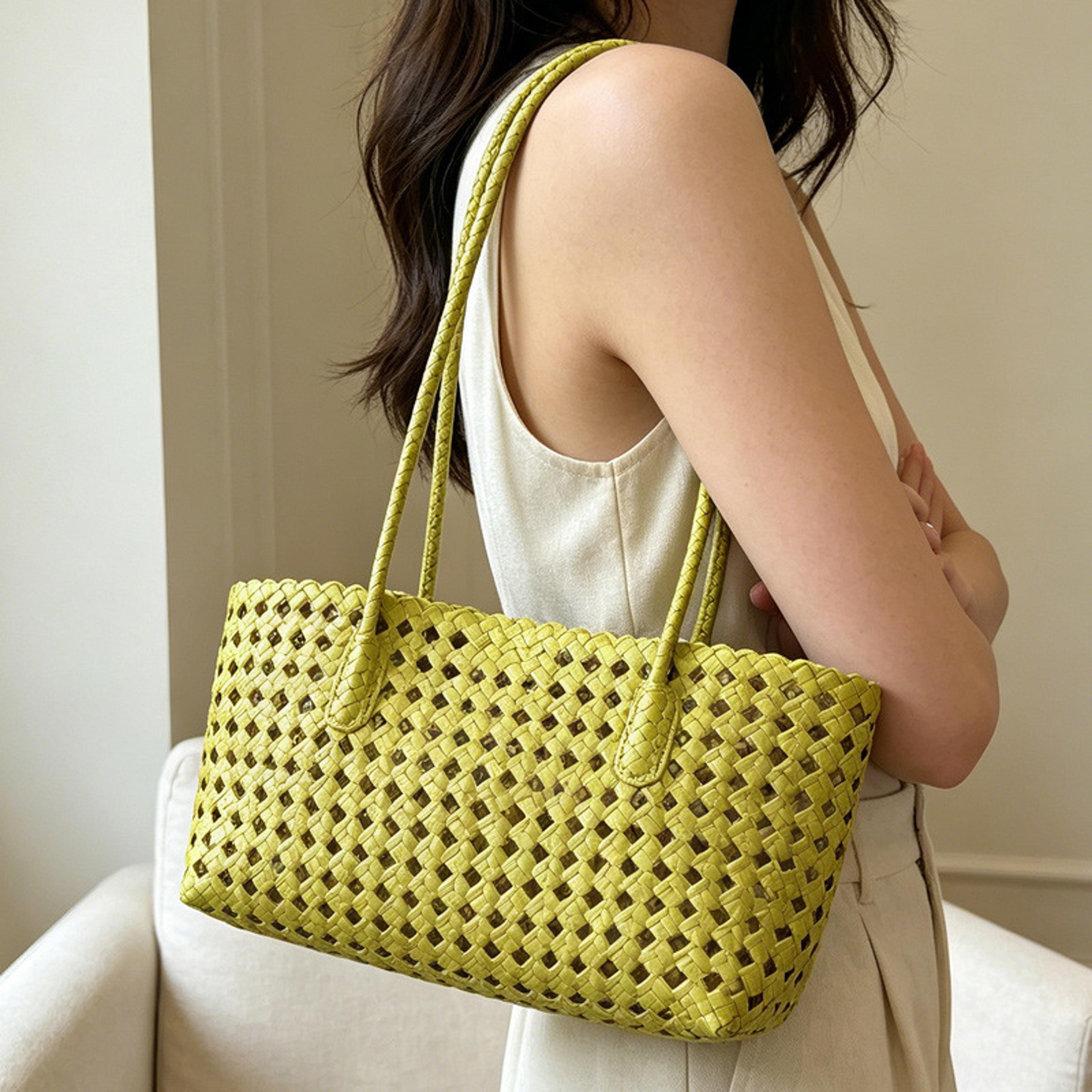 summer crochet mesh beach bag chic niche vegetable basket tote holiday seaside shoulder bag