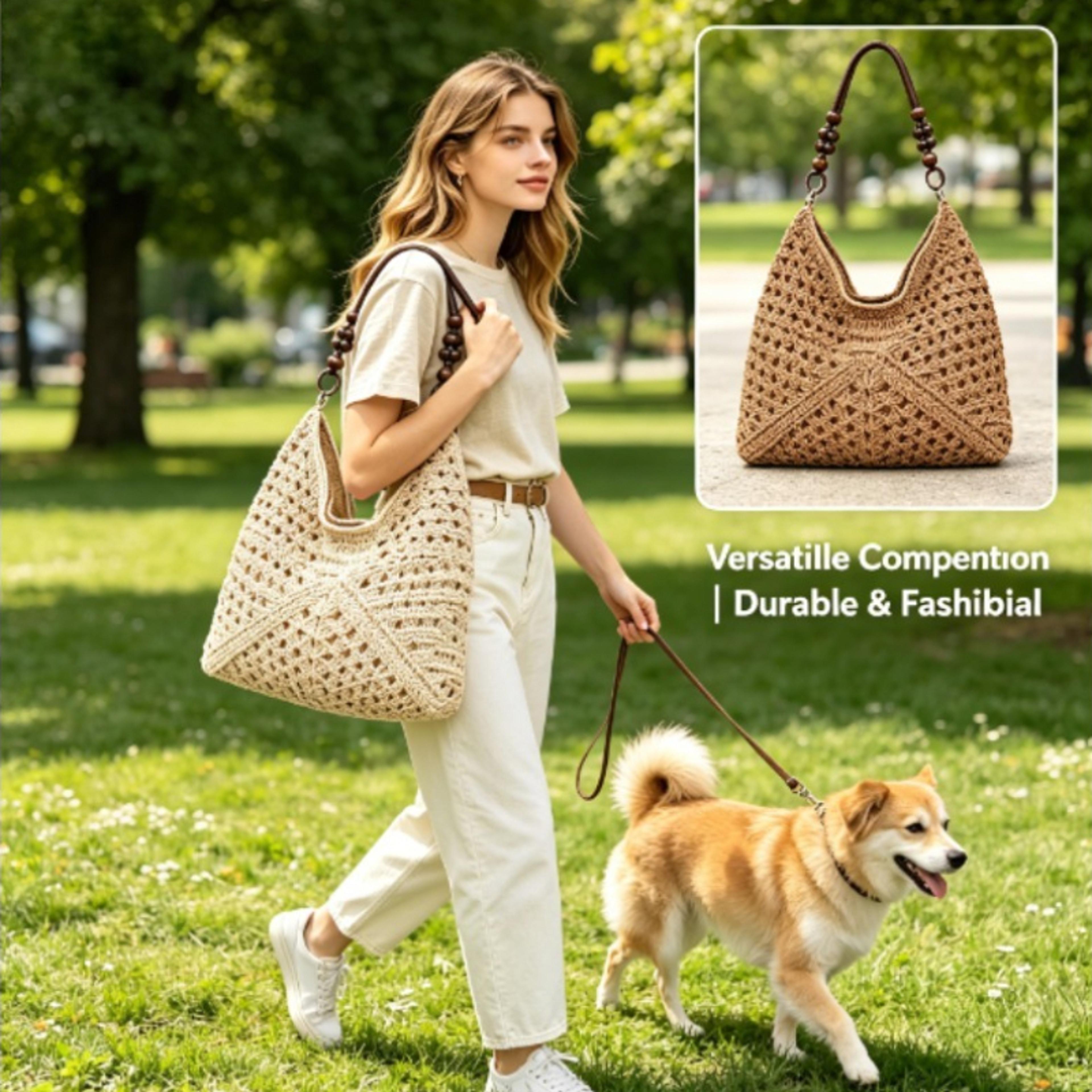boho summer hollow woven tote bag for women