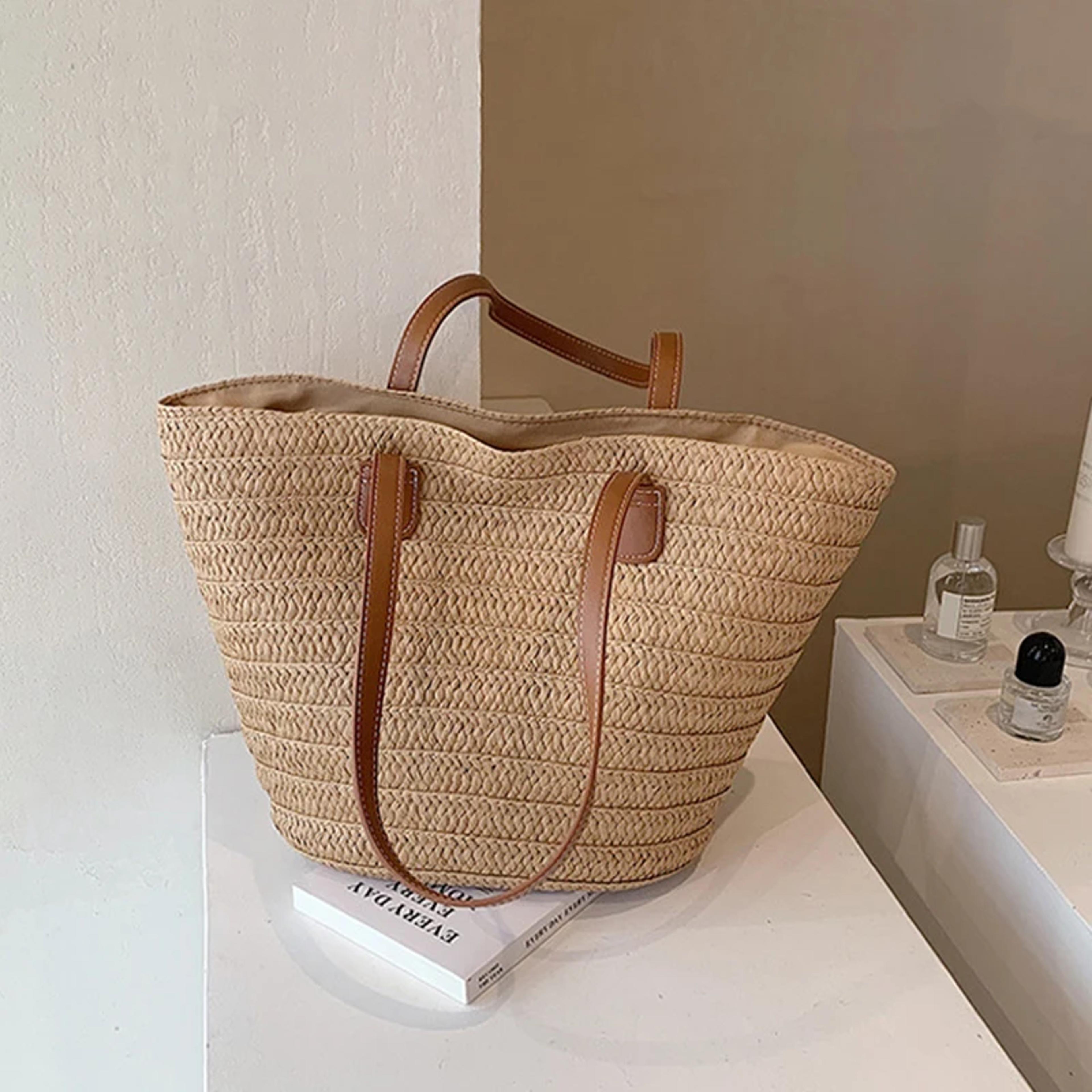 bali bloom straw woven basket beach bag and luxury summer tote