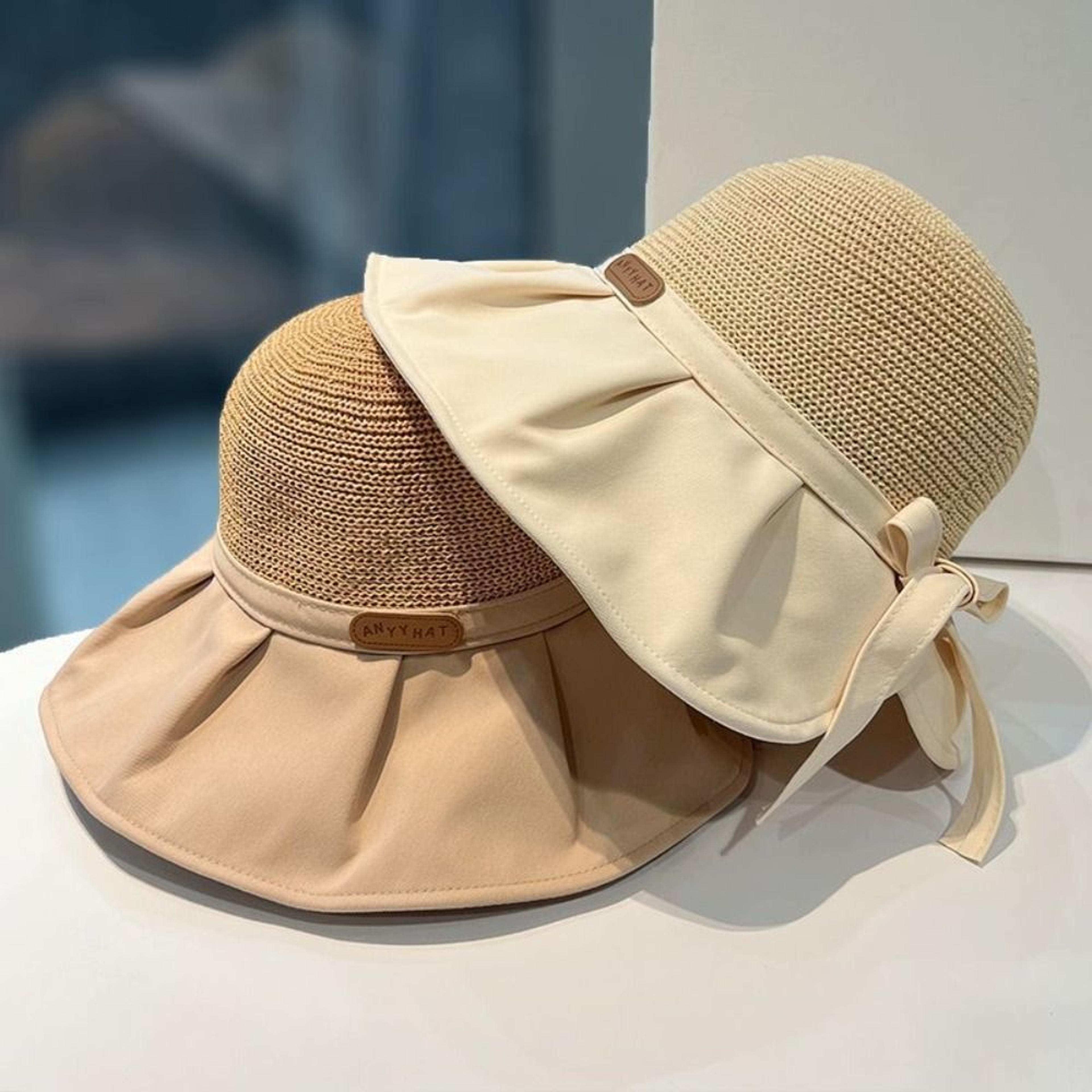 wide brim women bucket hat with uv protection and bow accent packable ponytail panama beach sun hat