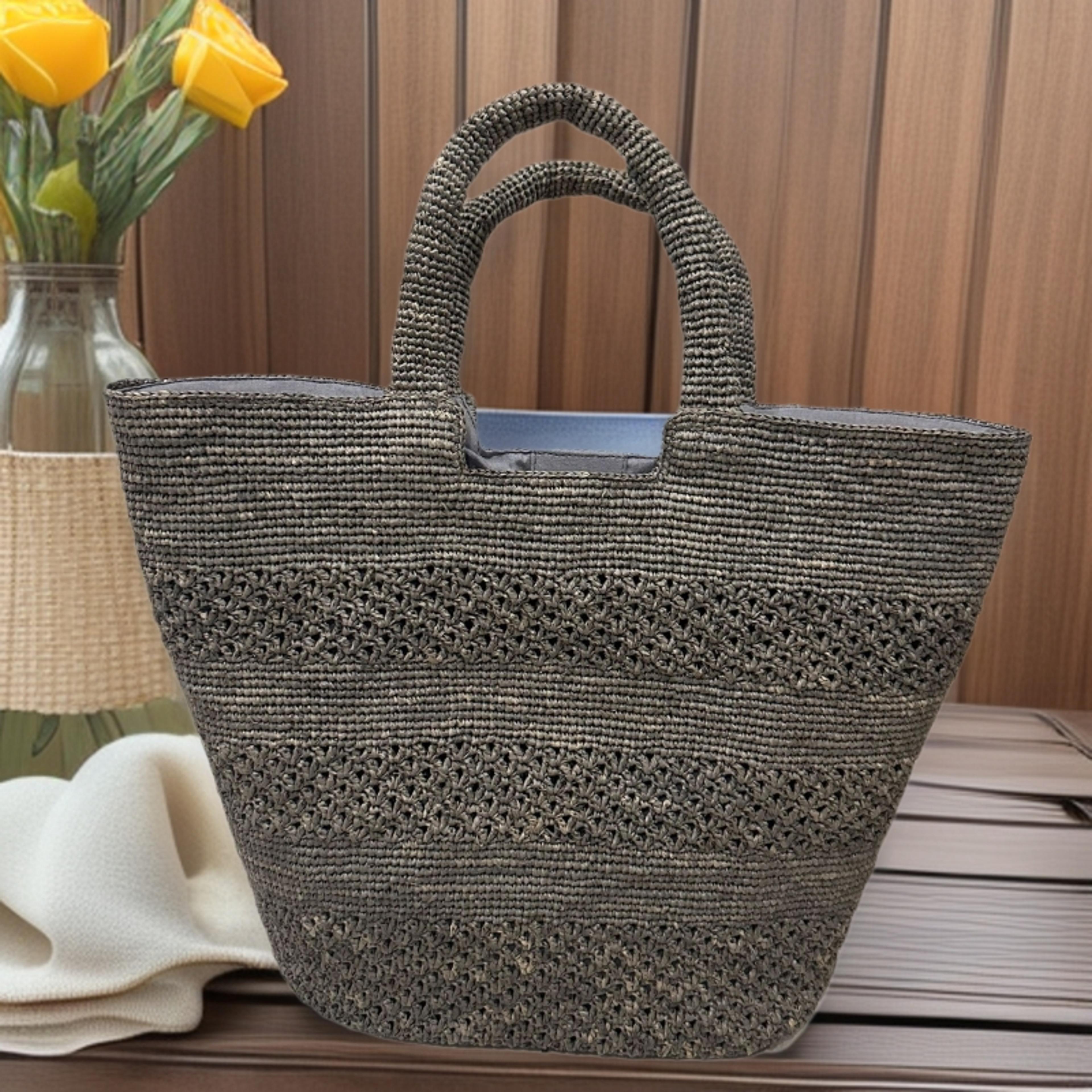 oversized raffia woven tote bag - handmade large straw vacation handbag