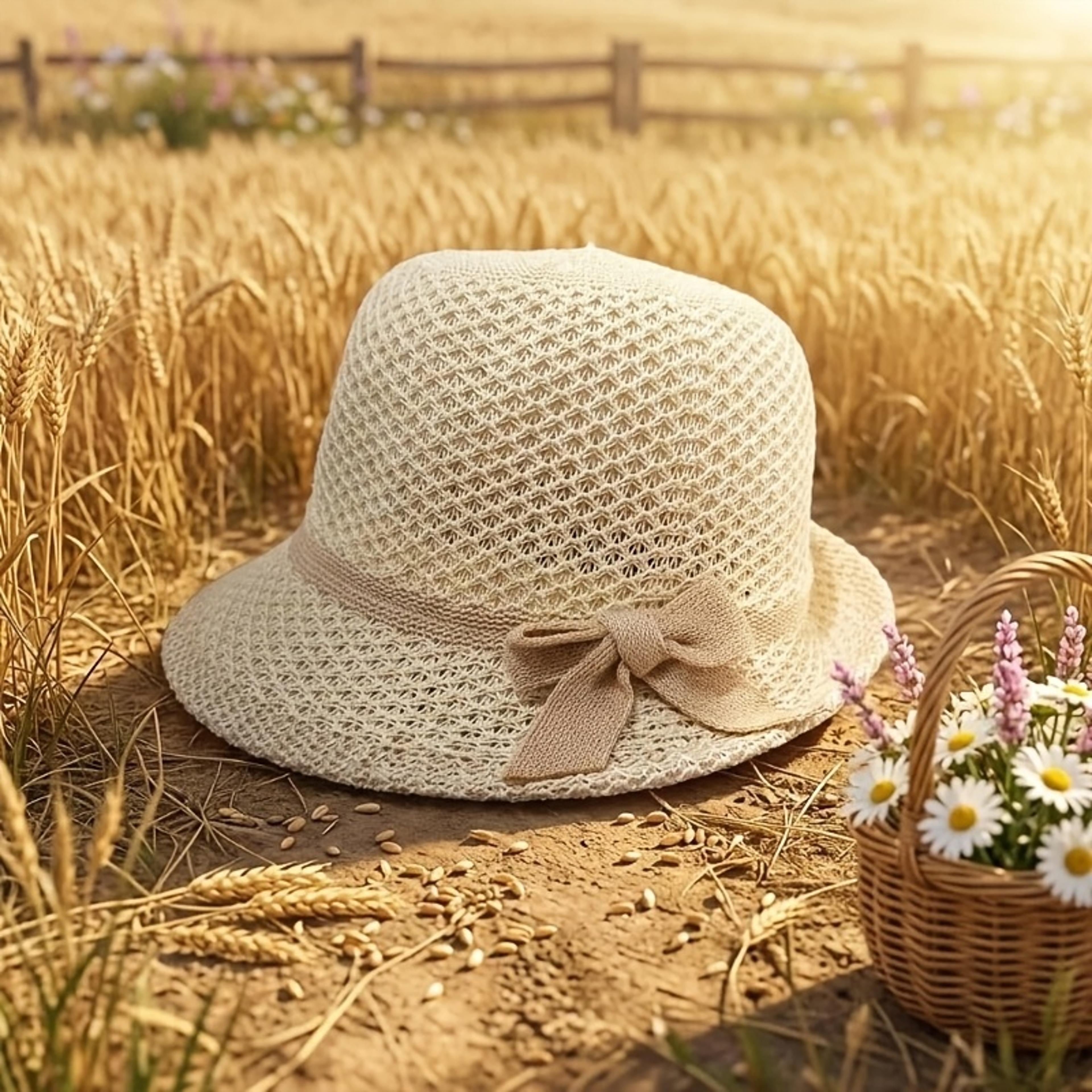 elegant bow packable sun hat