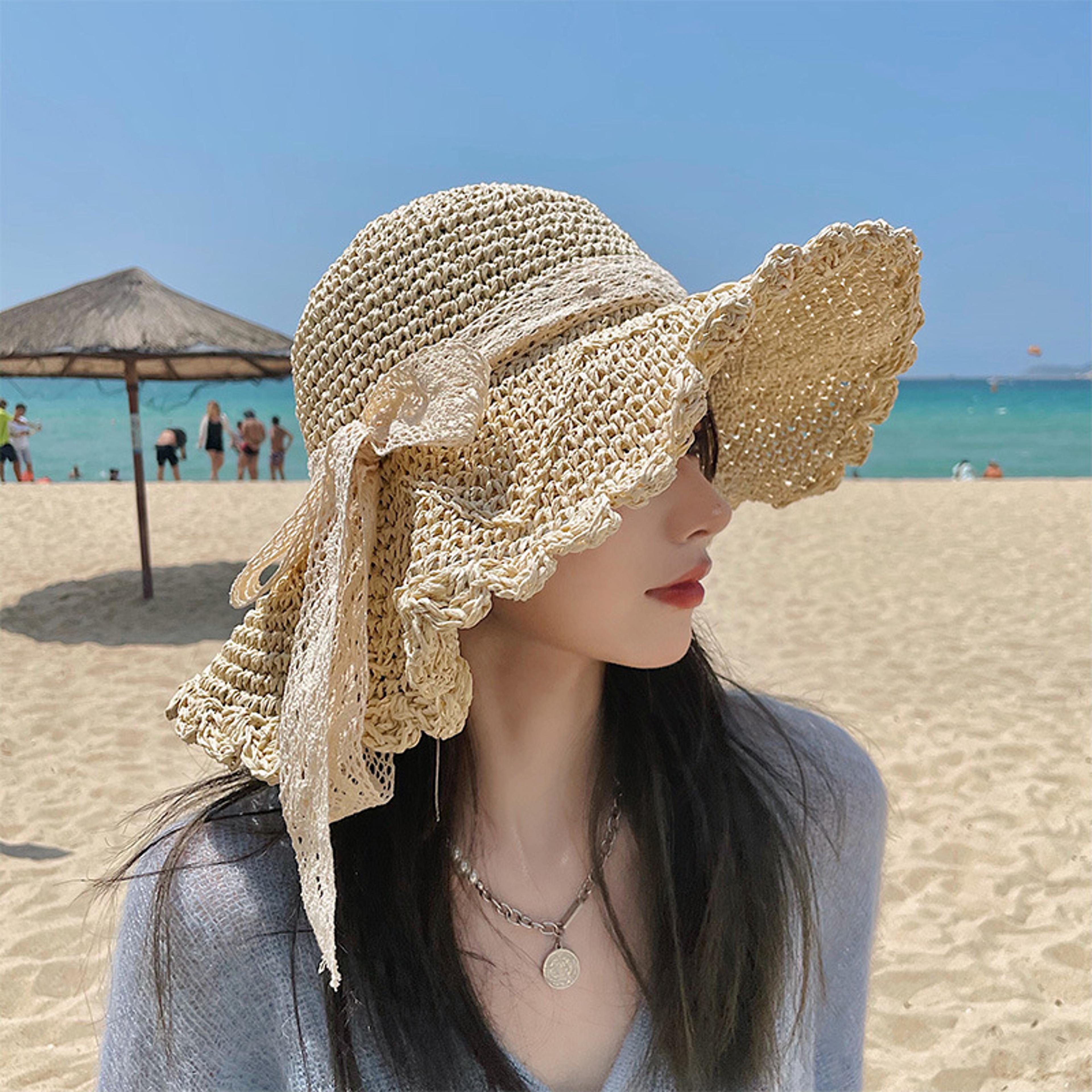 packable wide brim straw sun hat for women foldable summer beach cap