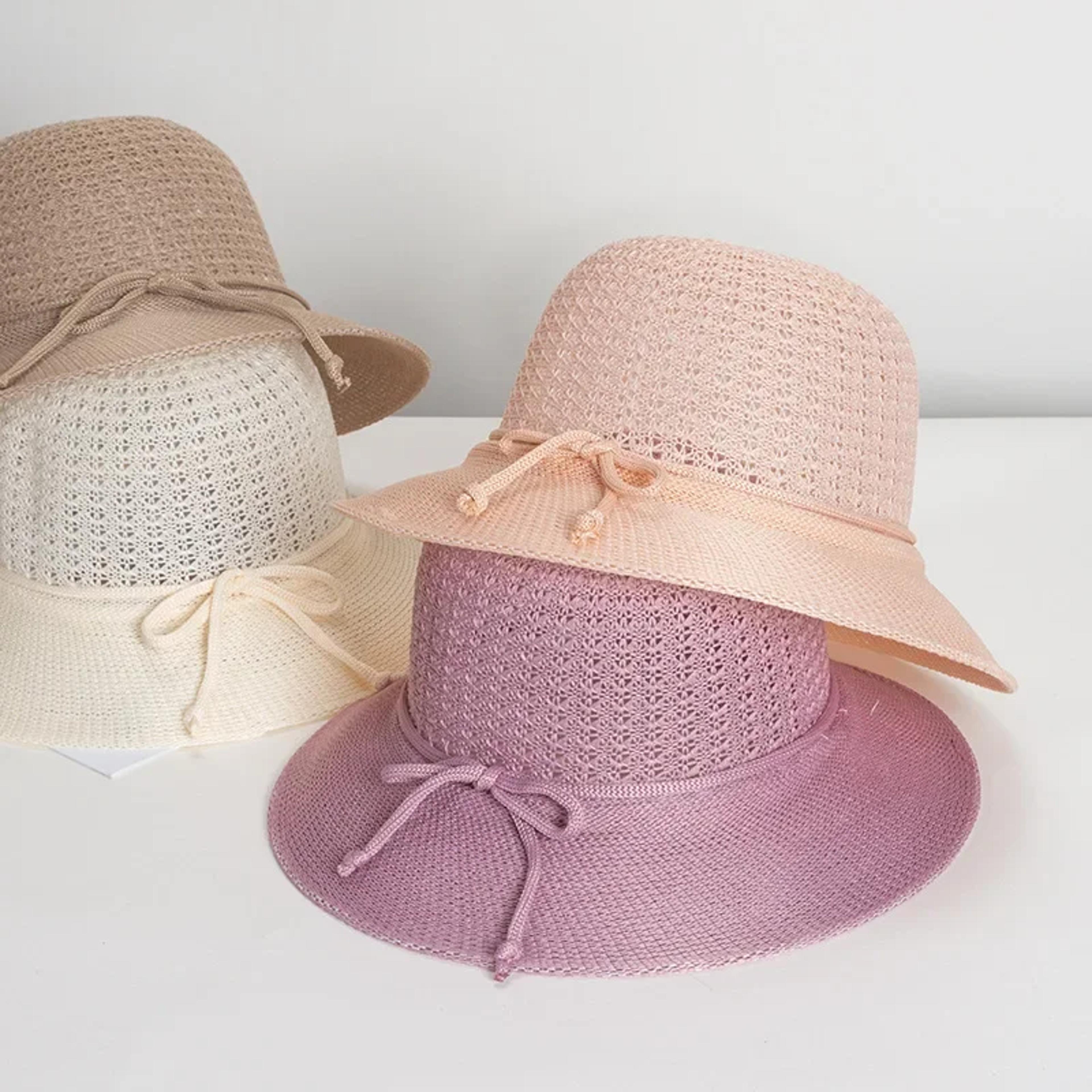 braided summer beach sun hat foldable solid color women sun visor hat with 6cm protective sunshade brim