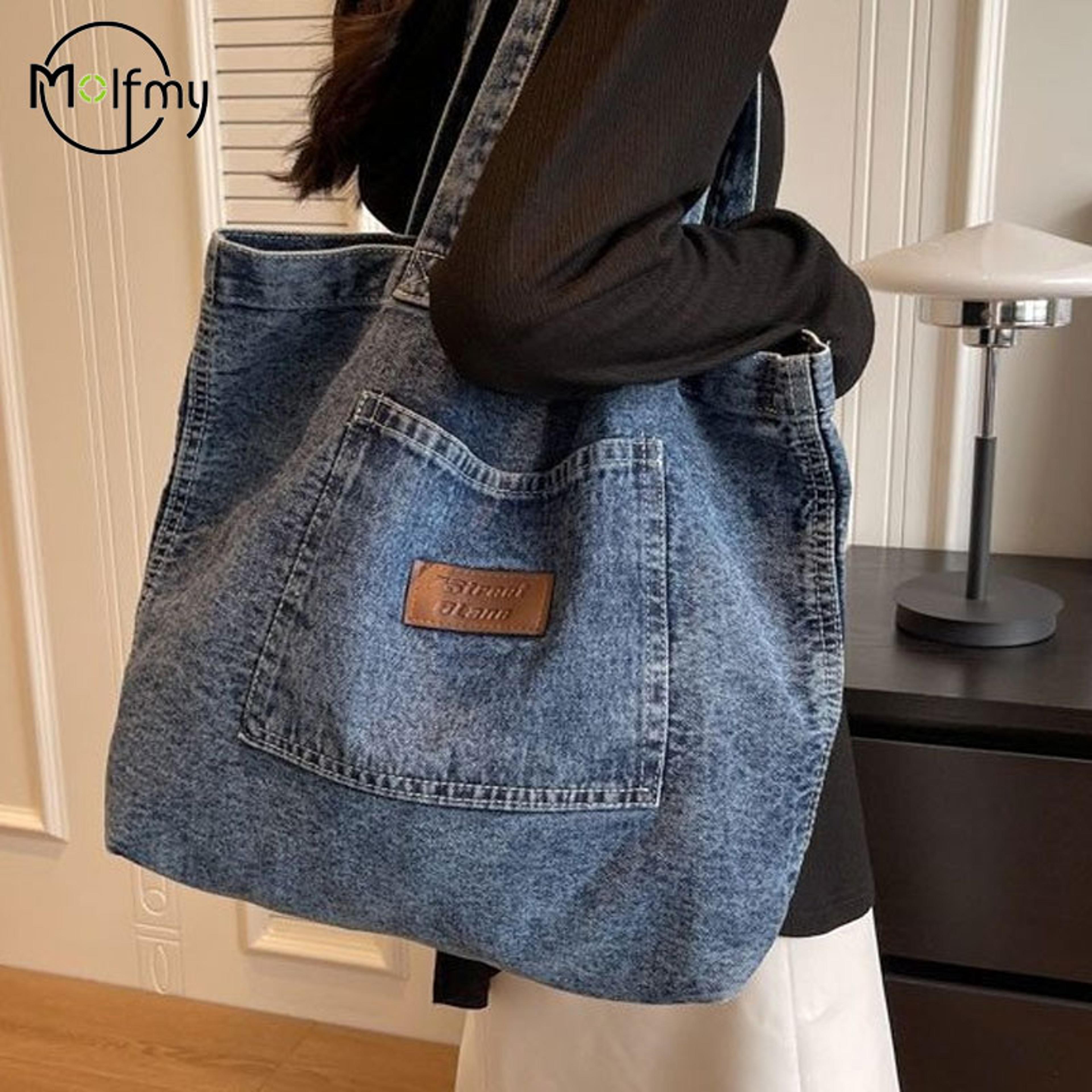 denim designer handbag chic luxury underarm tote bag and fashionable clutch for commuter women