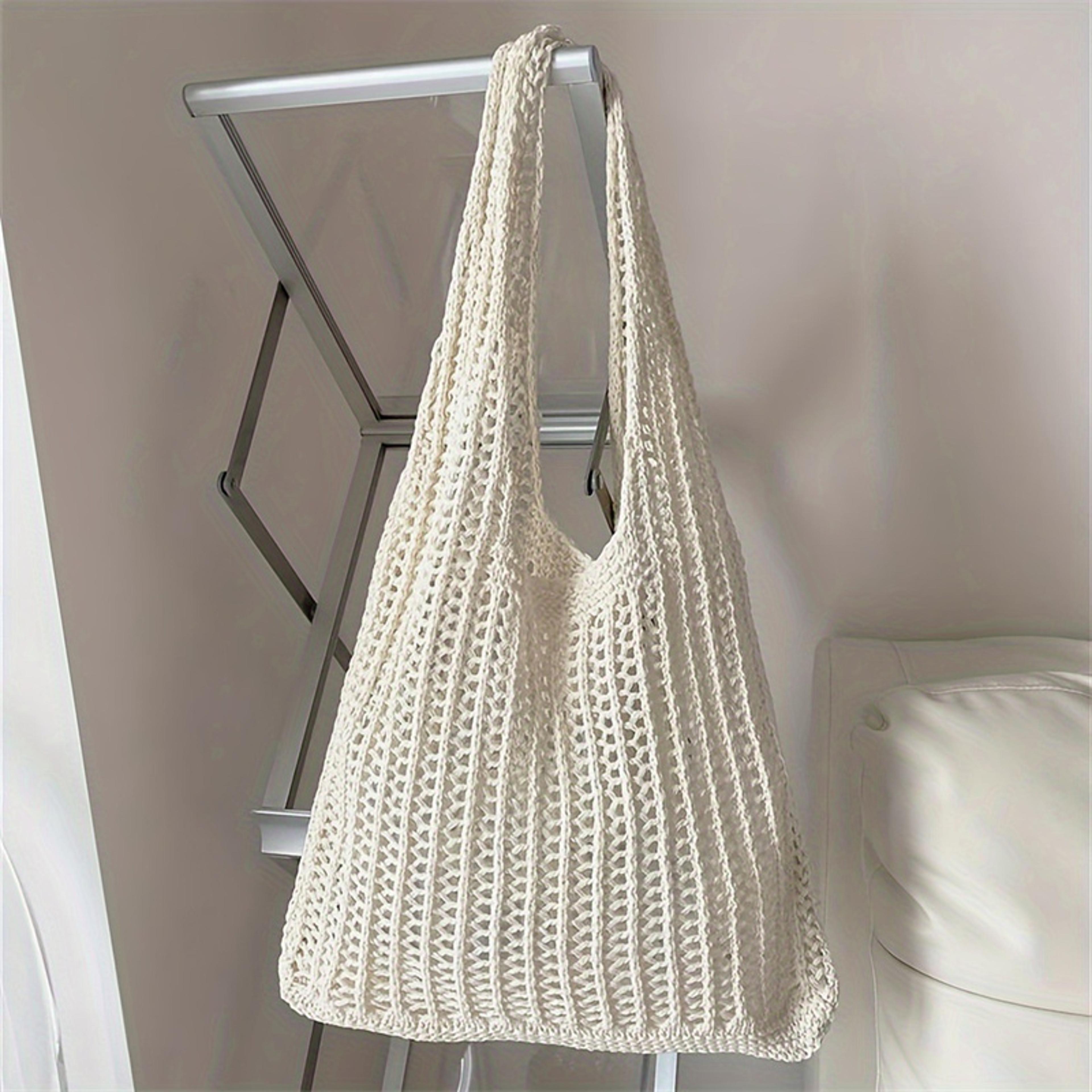 bohemian crochet tote bag large capacity woven summer shoulder handbag
