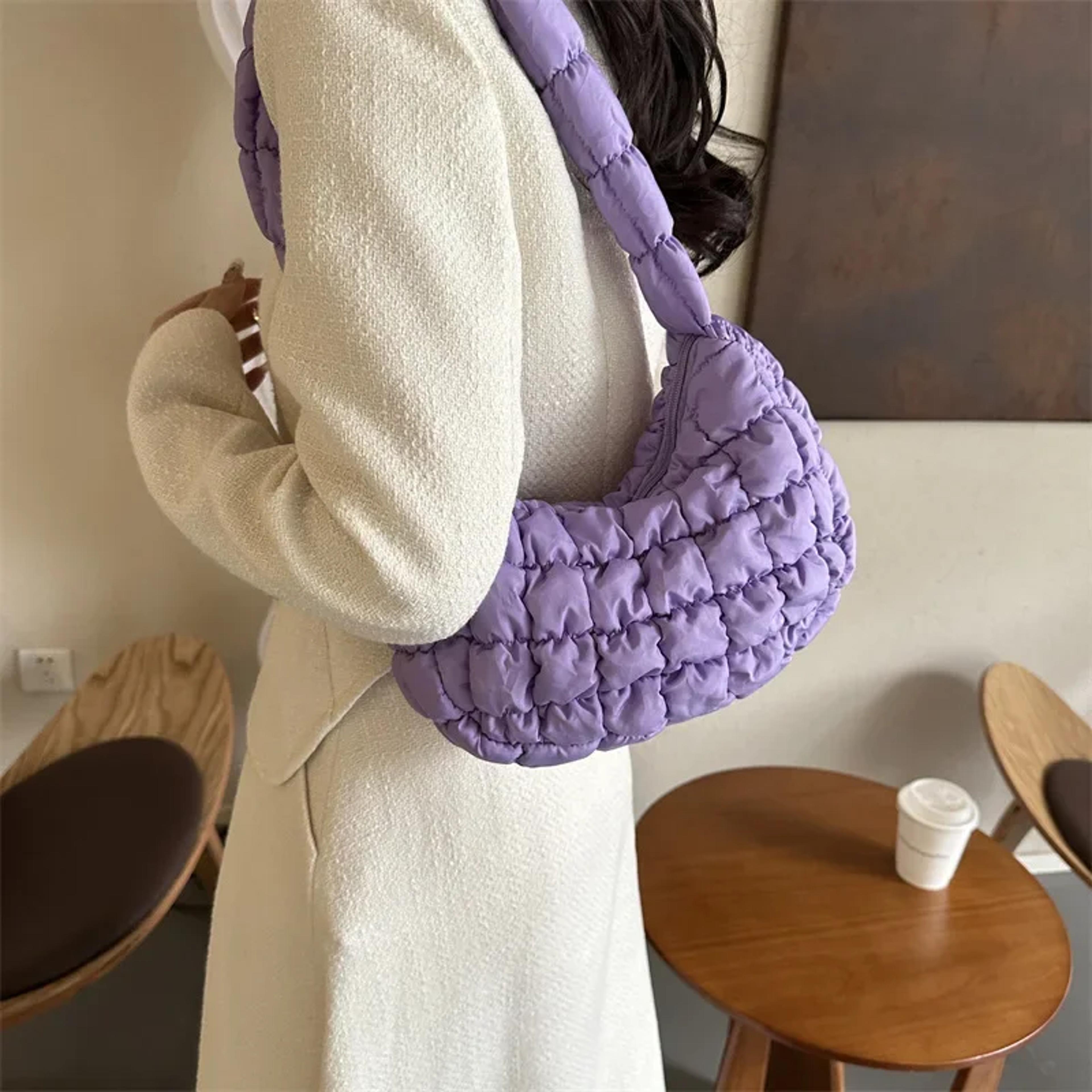 aura quilted padded nylon tote bag and pleated shoulder bag for women