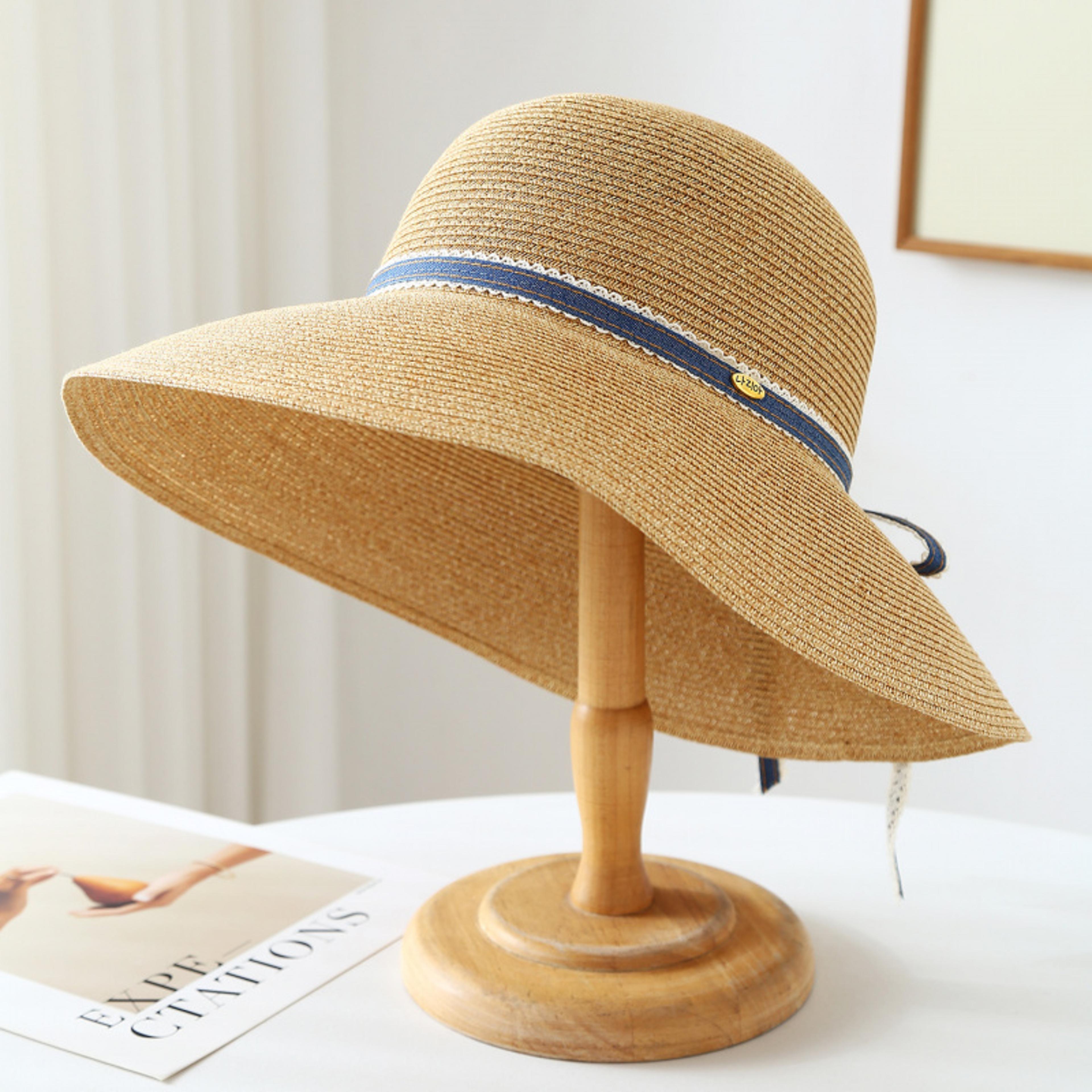 elegant wide brim straw sun hat elegant bowknot beach cap