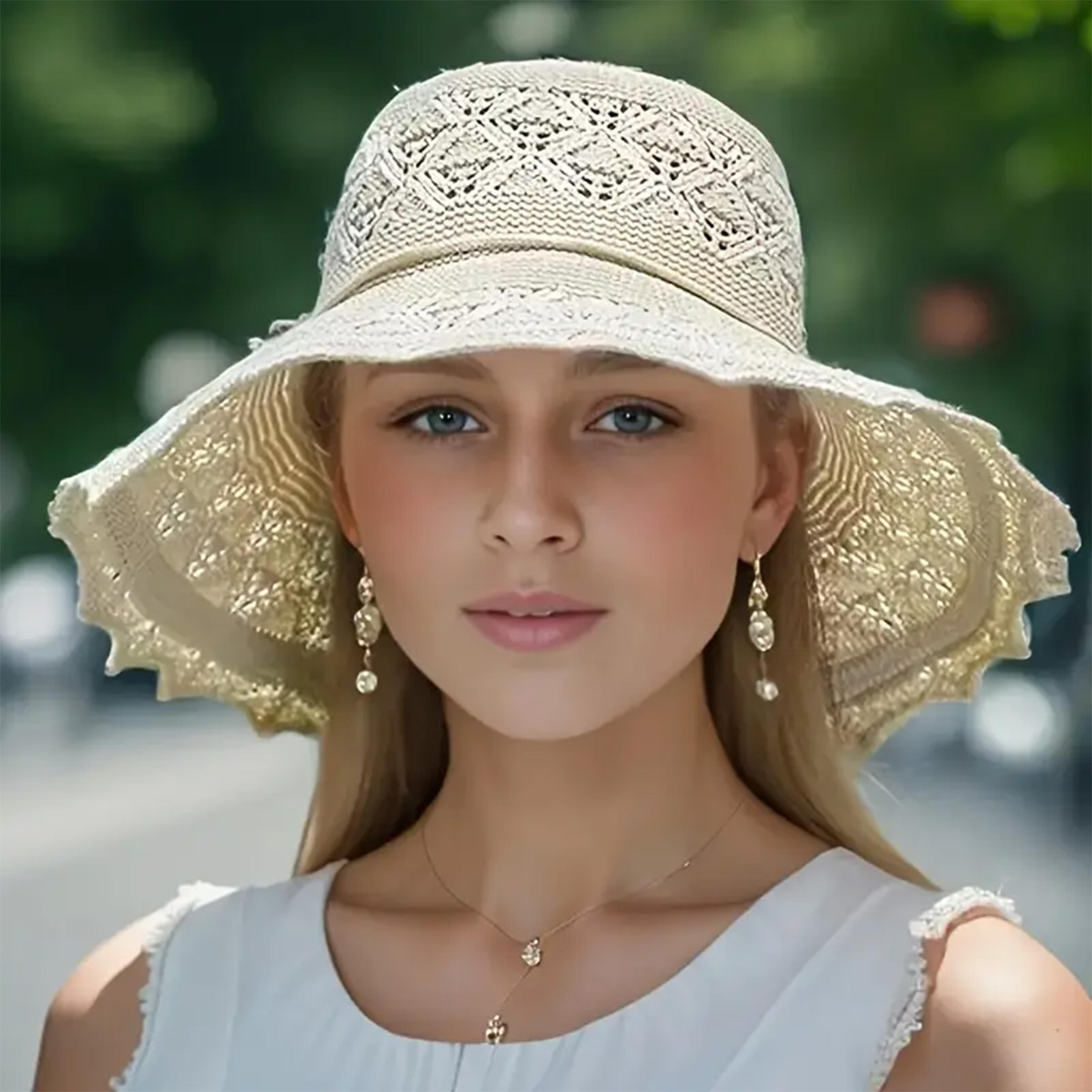 foldable wide brim sun hat for women – uv protection beach visor cap for travel
