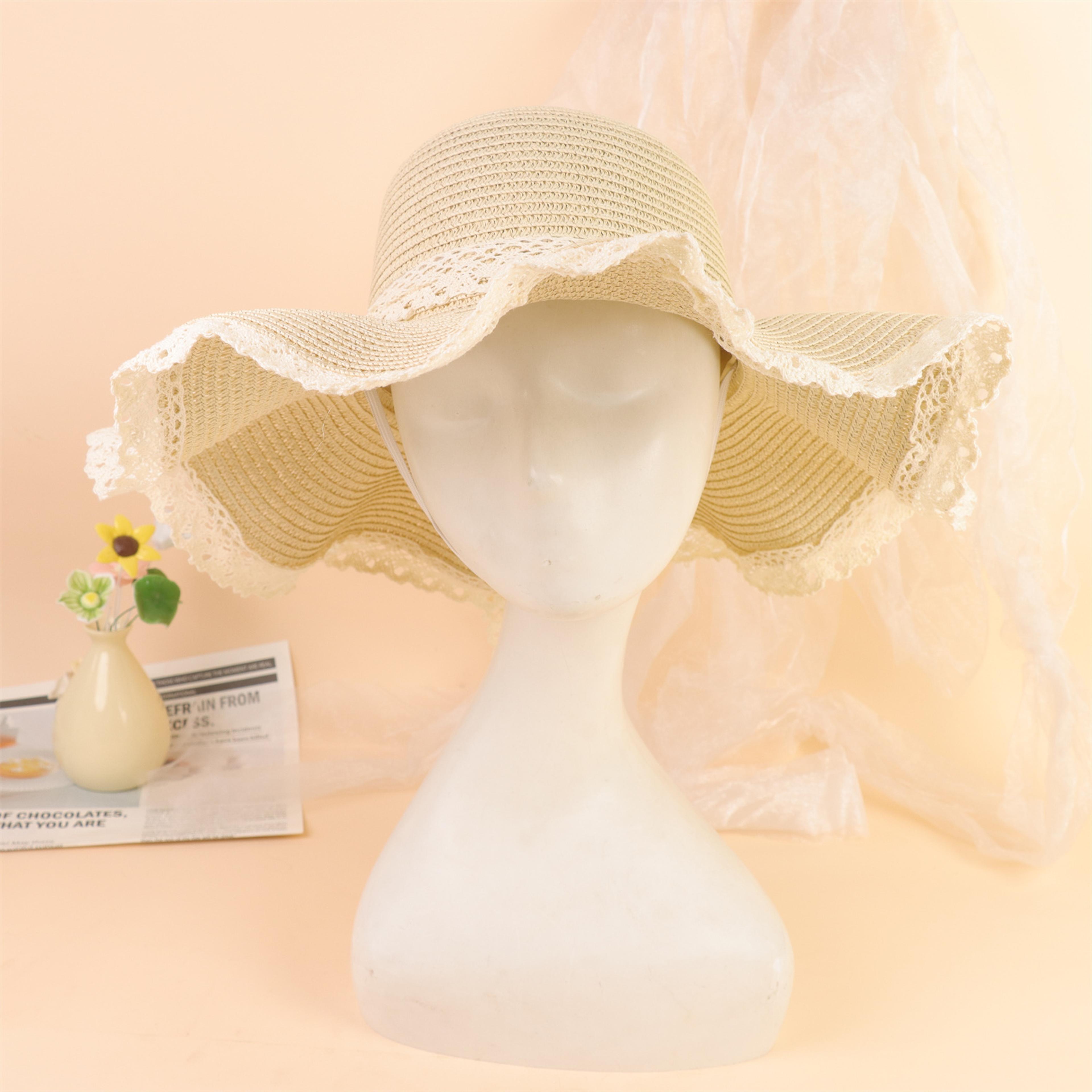 cute bow streamer girls straw hat breathable kids sun protection panama cap