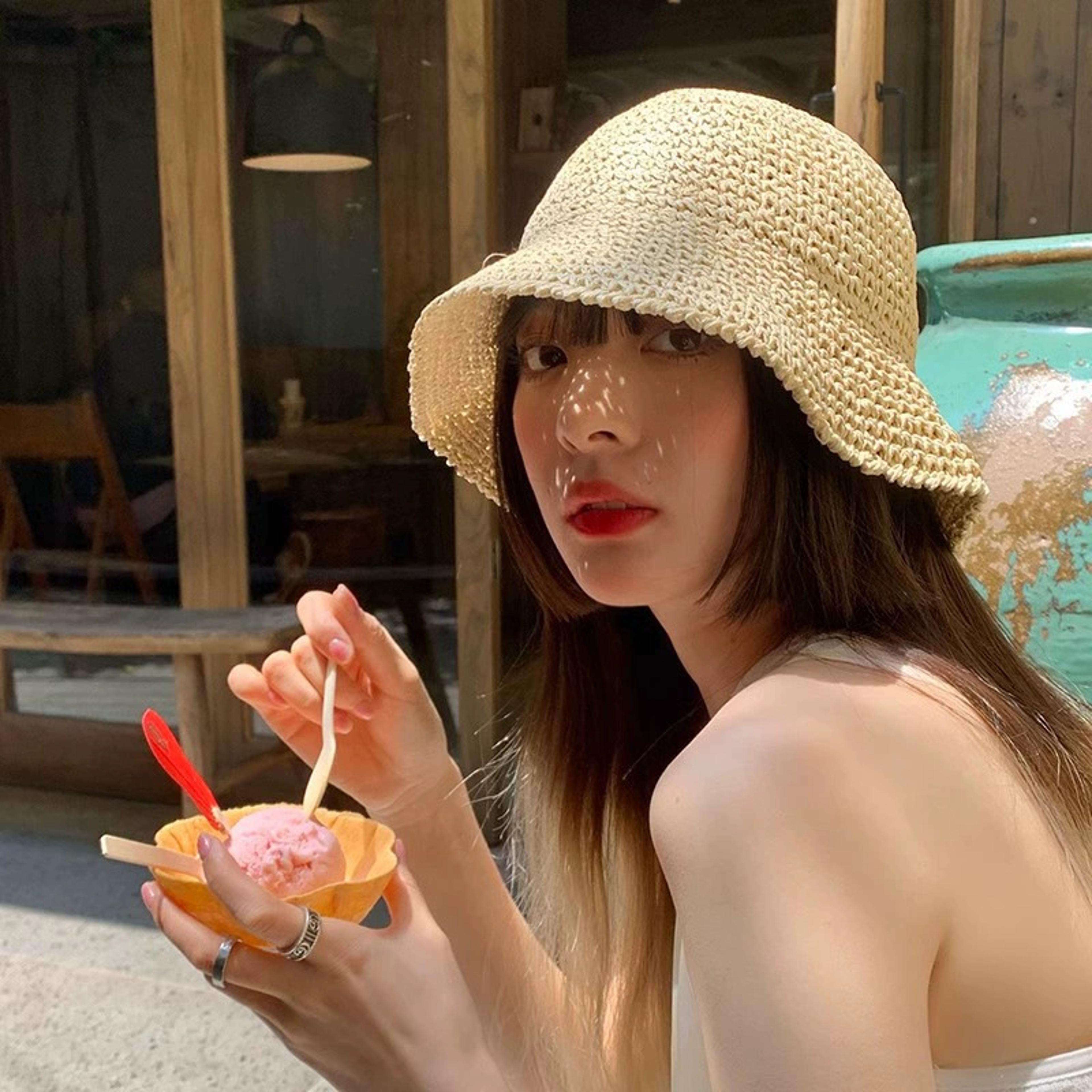women foldable straw beach sun hat wide brim uv protection visor