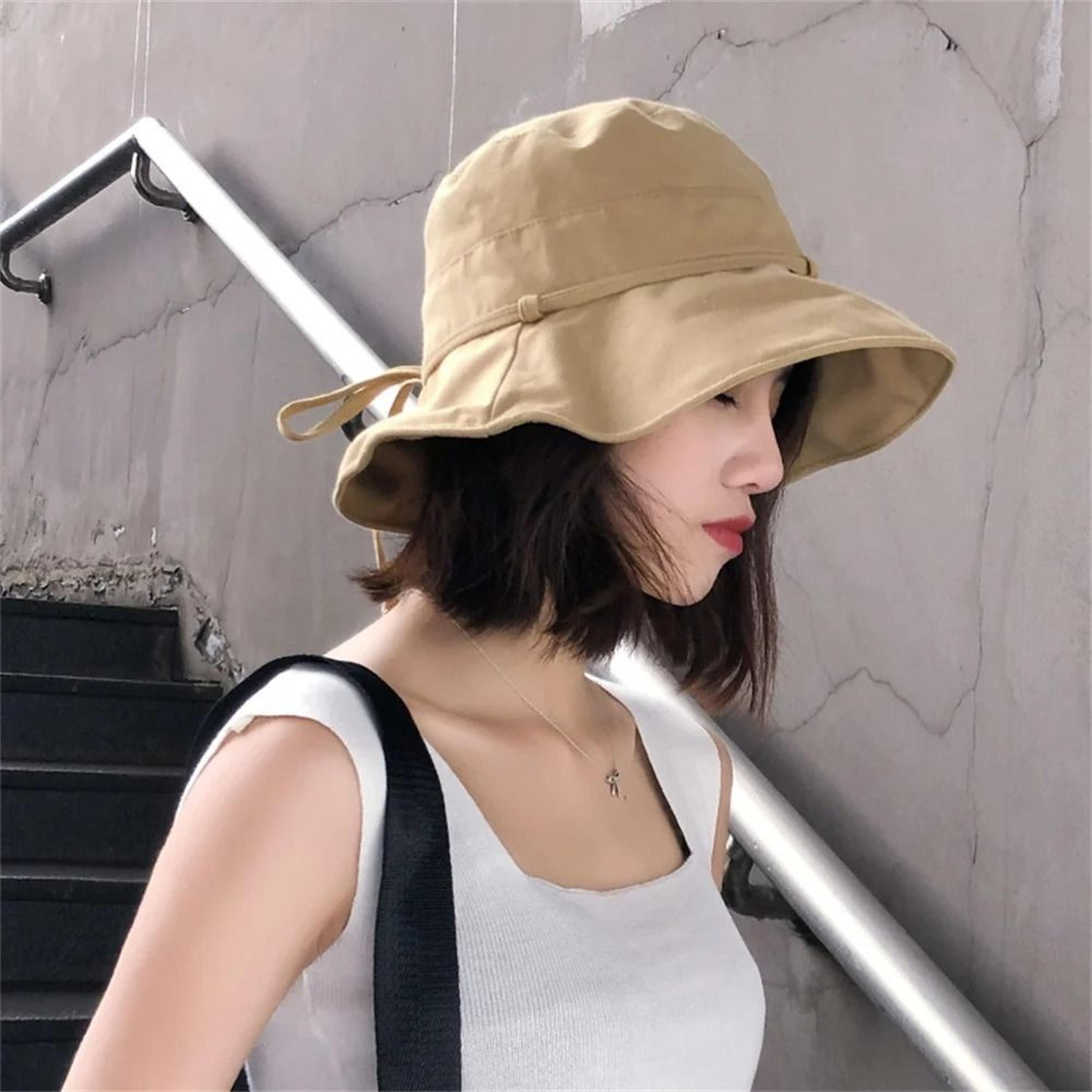 chic solid color women bucket hat – lightweight foldable sun hat with adjustable strap