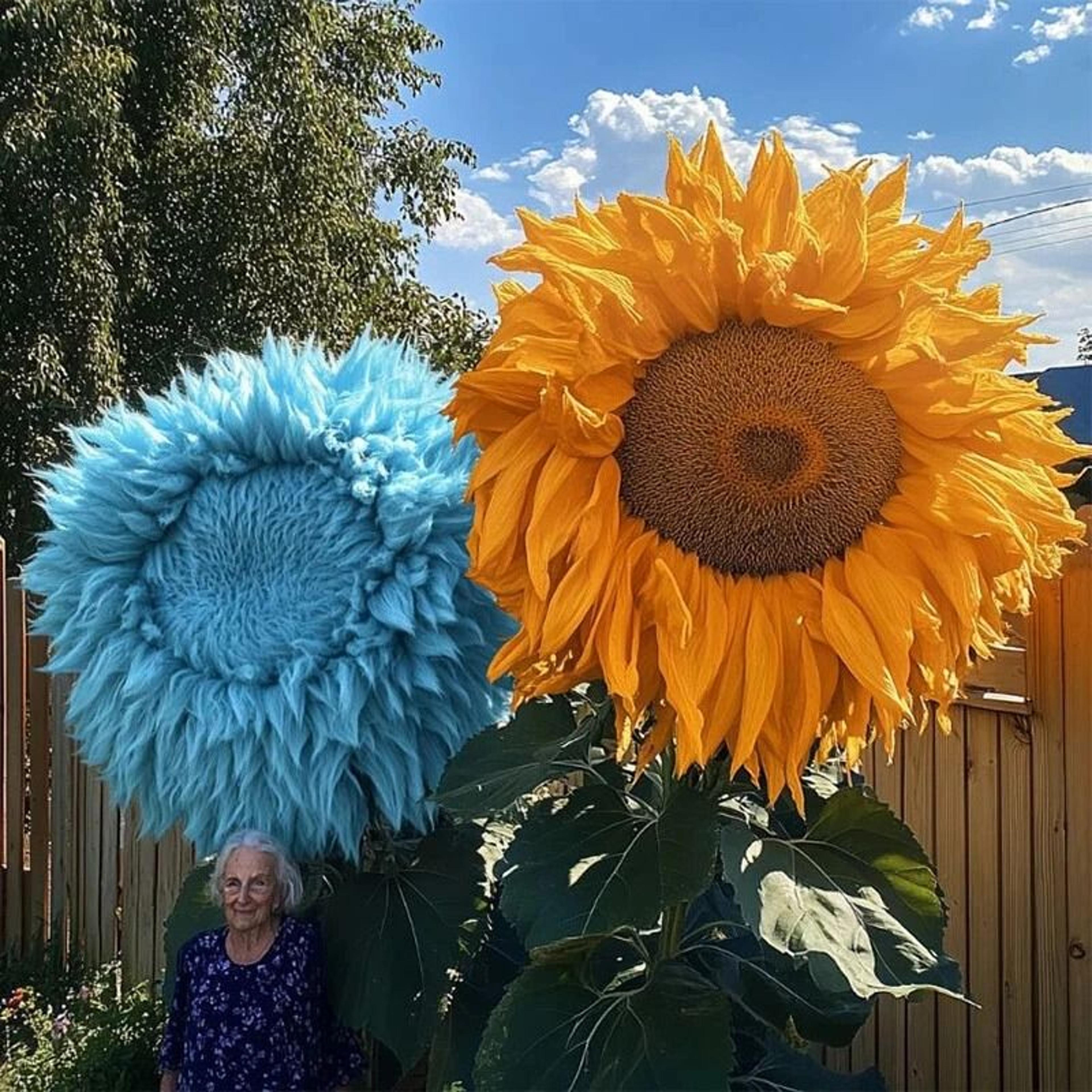 rare yellow & blue mixed enchanting giant teddy bear sunflower seeds