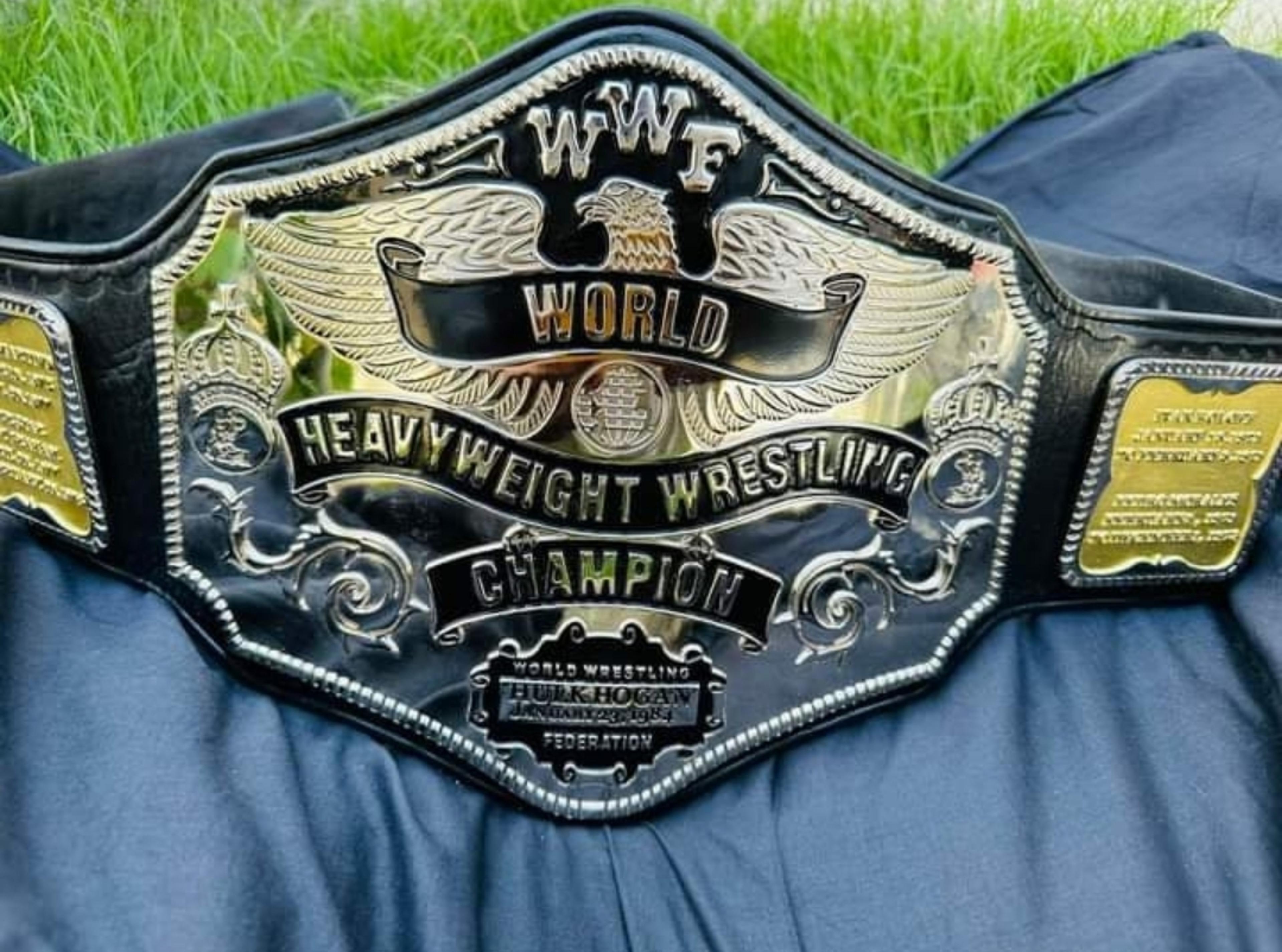 hulk hogan 84 championship belt 2mm brass, heavyweight championship belt replica, gift for men.