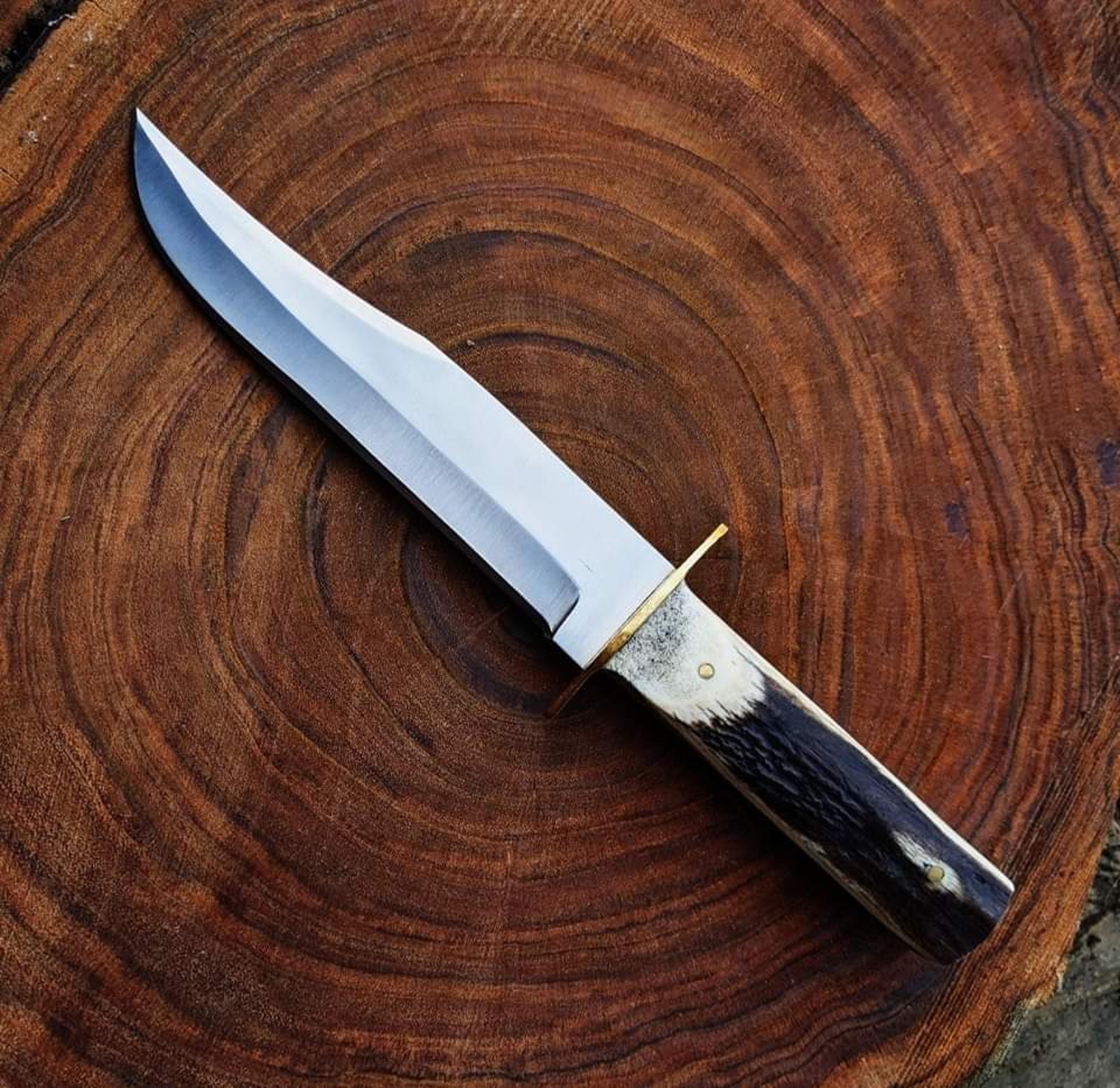 premium carbon steel hunting knife with leather sheath - fixed blade survival camping tool gift