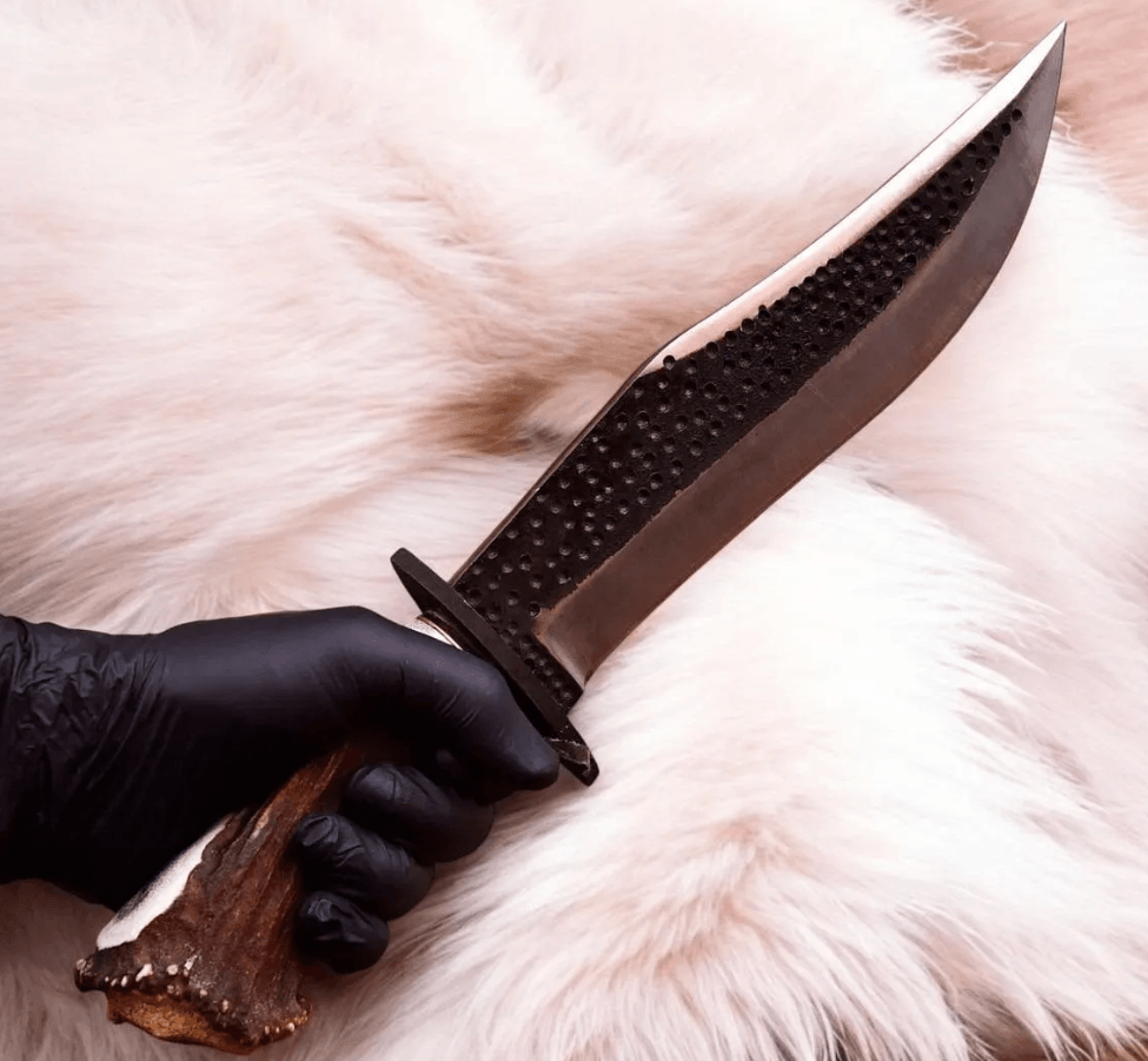 stainless steel hunting knife | stag horn handle | full tang fixed blade with leather sheath | father day gift