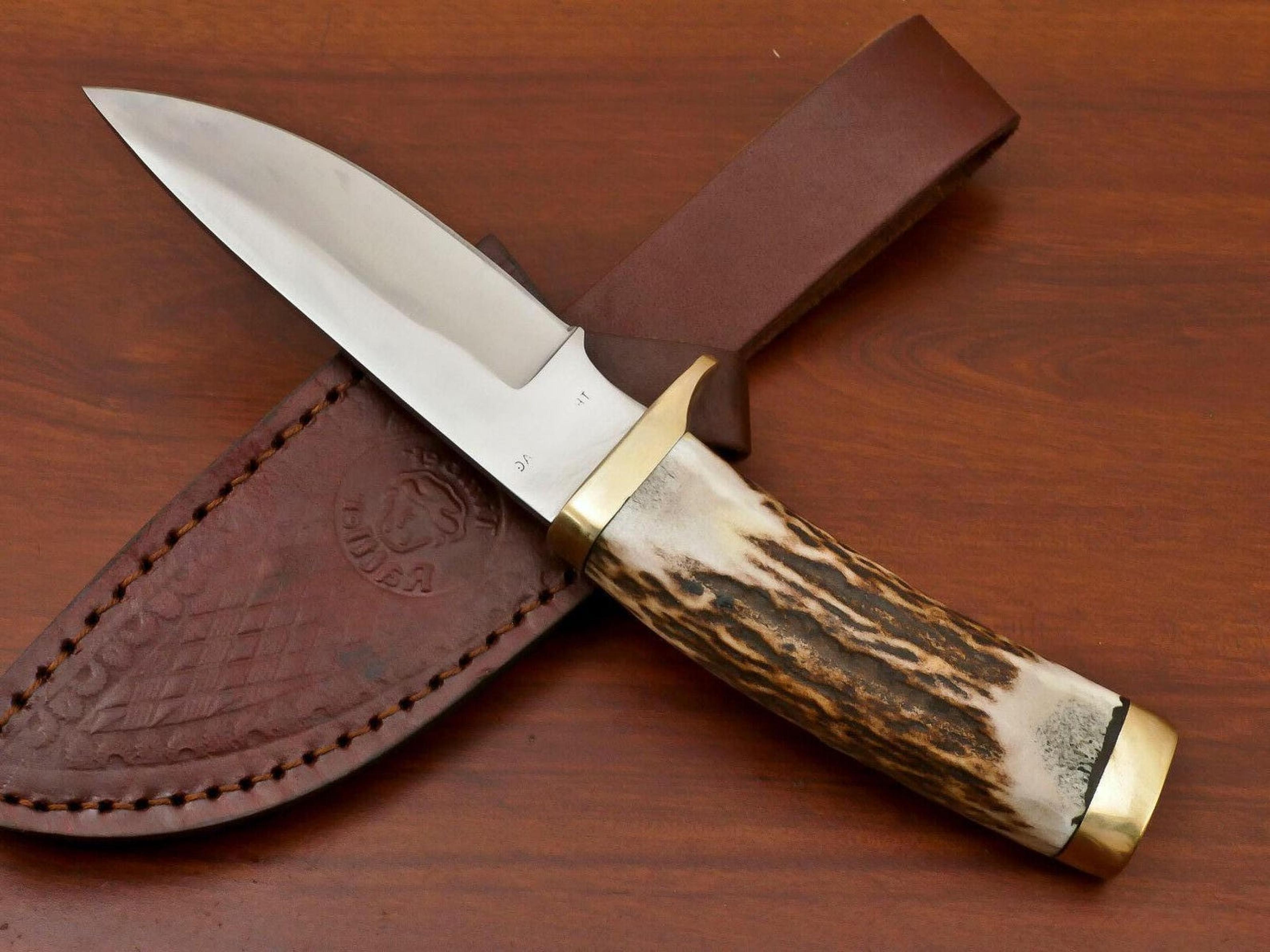 handmade stainless steel skinner knife with stag handle outdoor collector gift