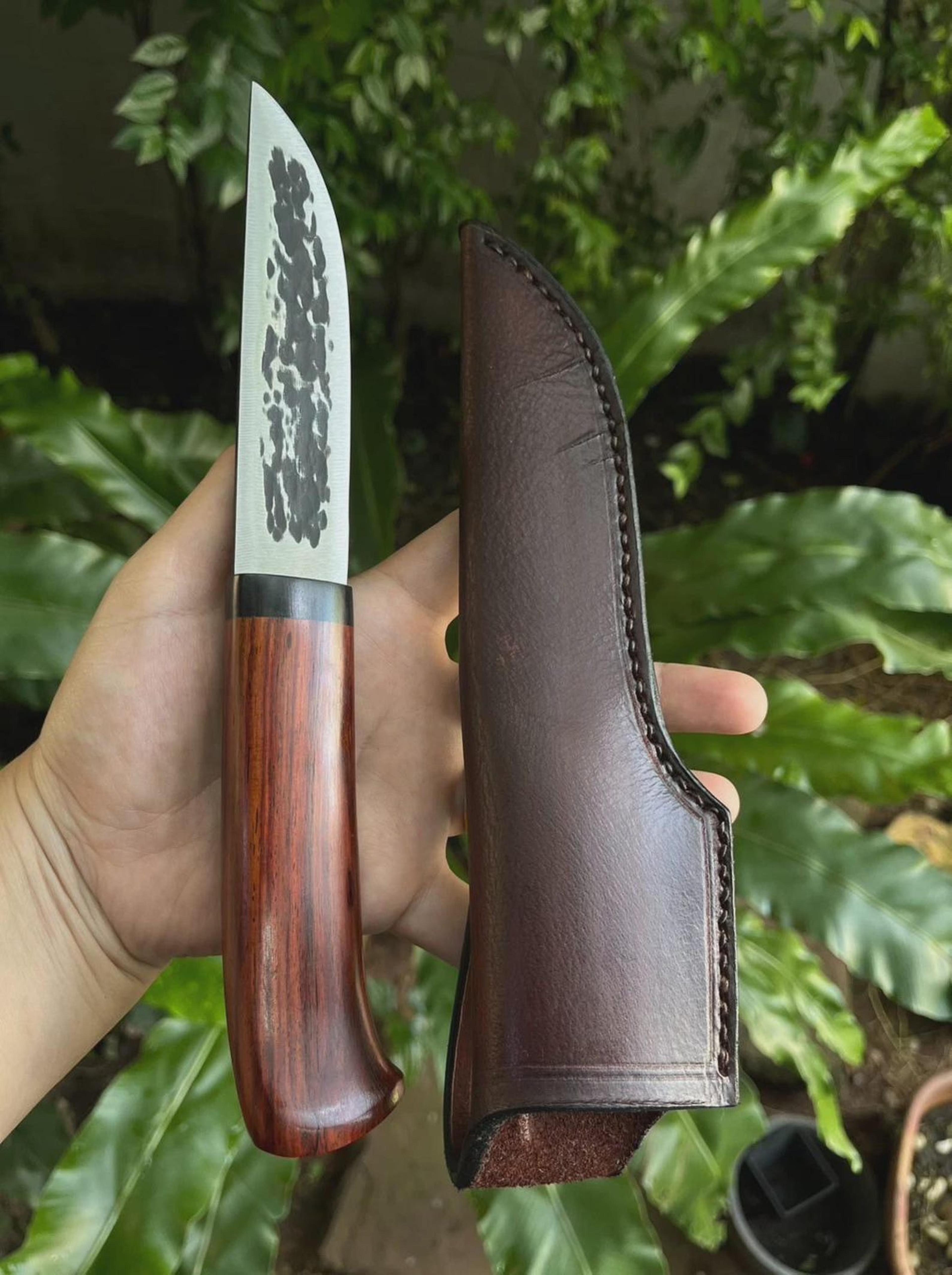 custom carbon steel hunting knife rosewood handle outdoor camping gift