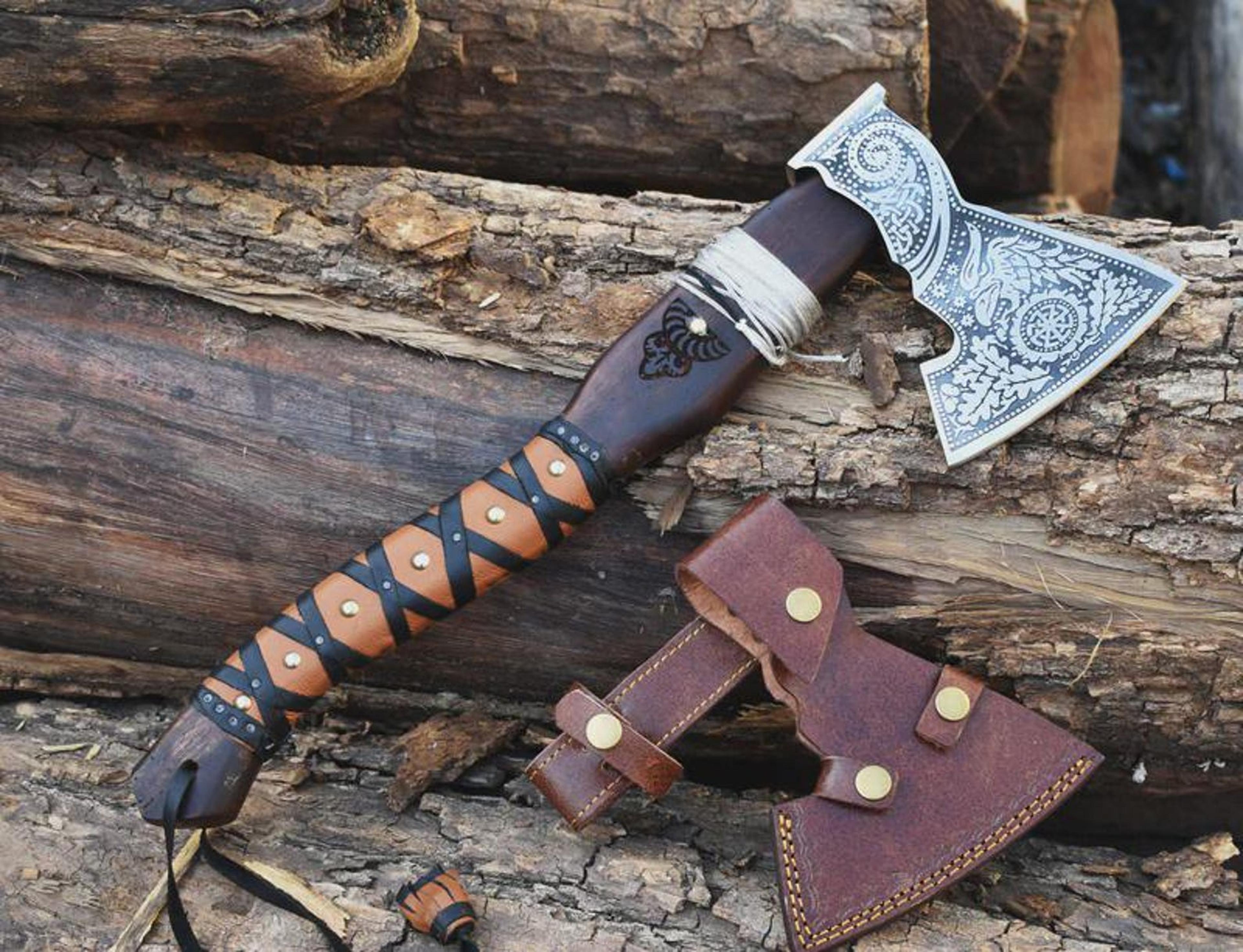 custom high carbon steel viking hatchet engraved norse axe collector gift