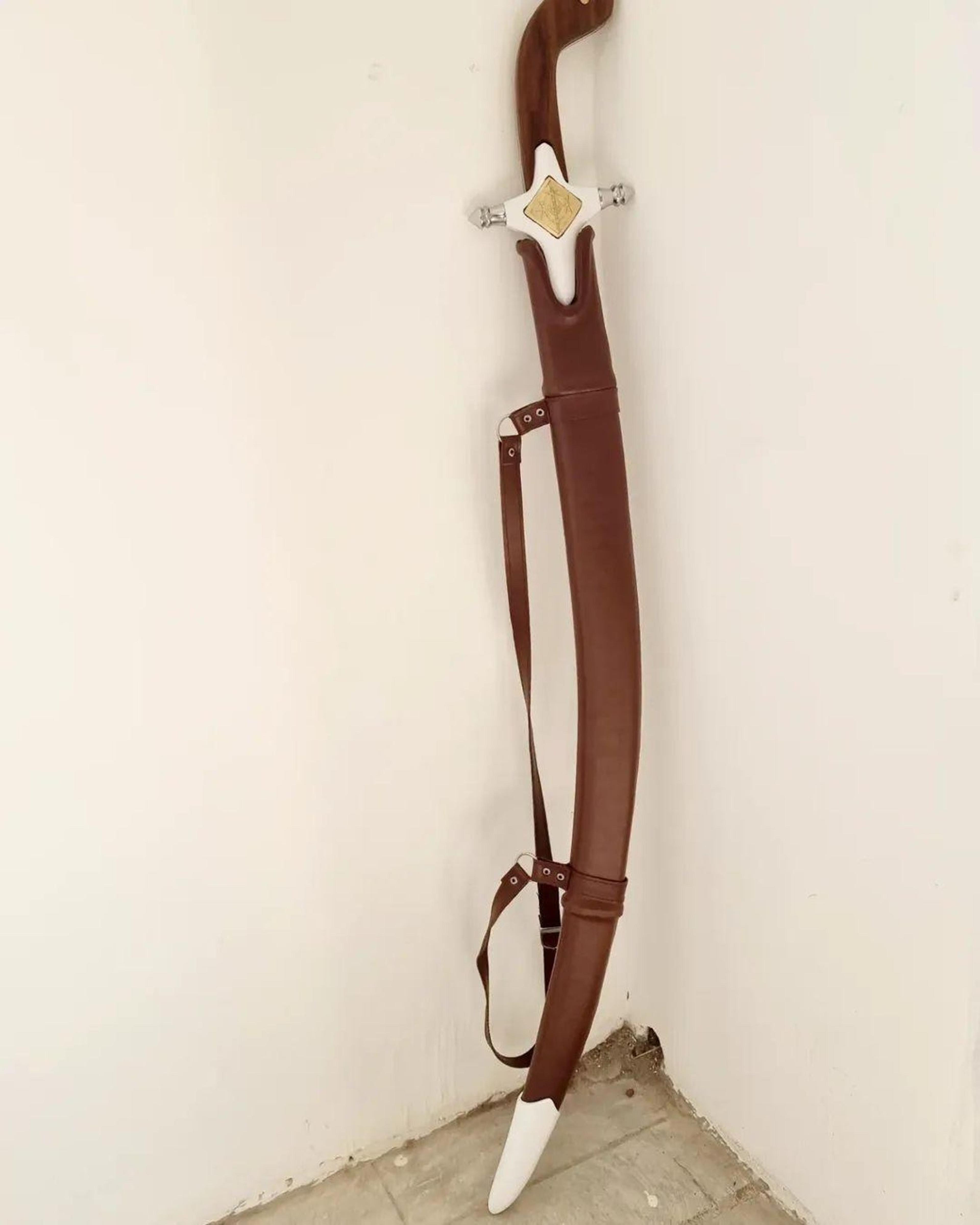 custom arabic shamshir saber handmade sword with leather scabbard gift for men
