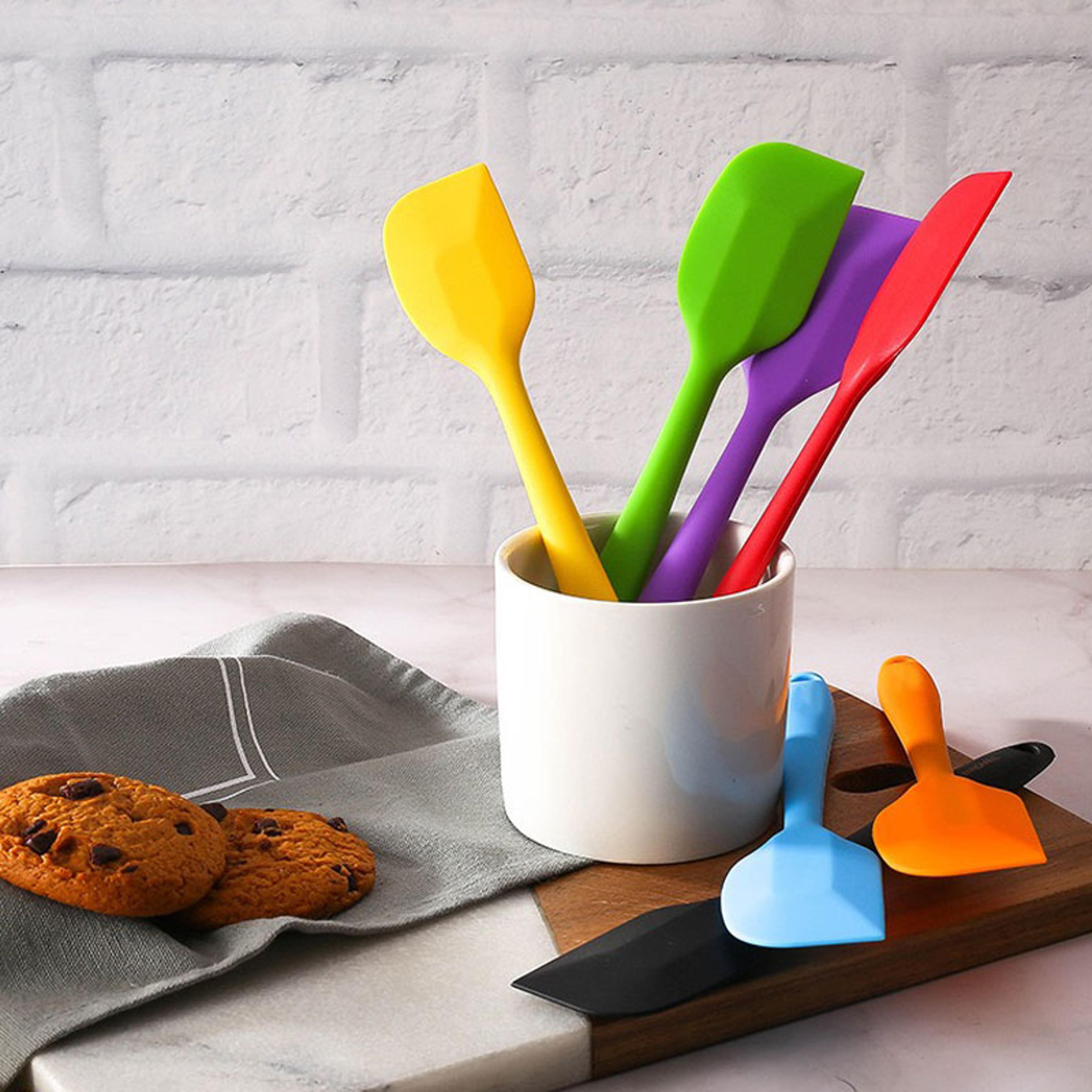 leeseph silicone spatula, non stick small heat resistant cooking utensil, multicolor kitchen accessory