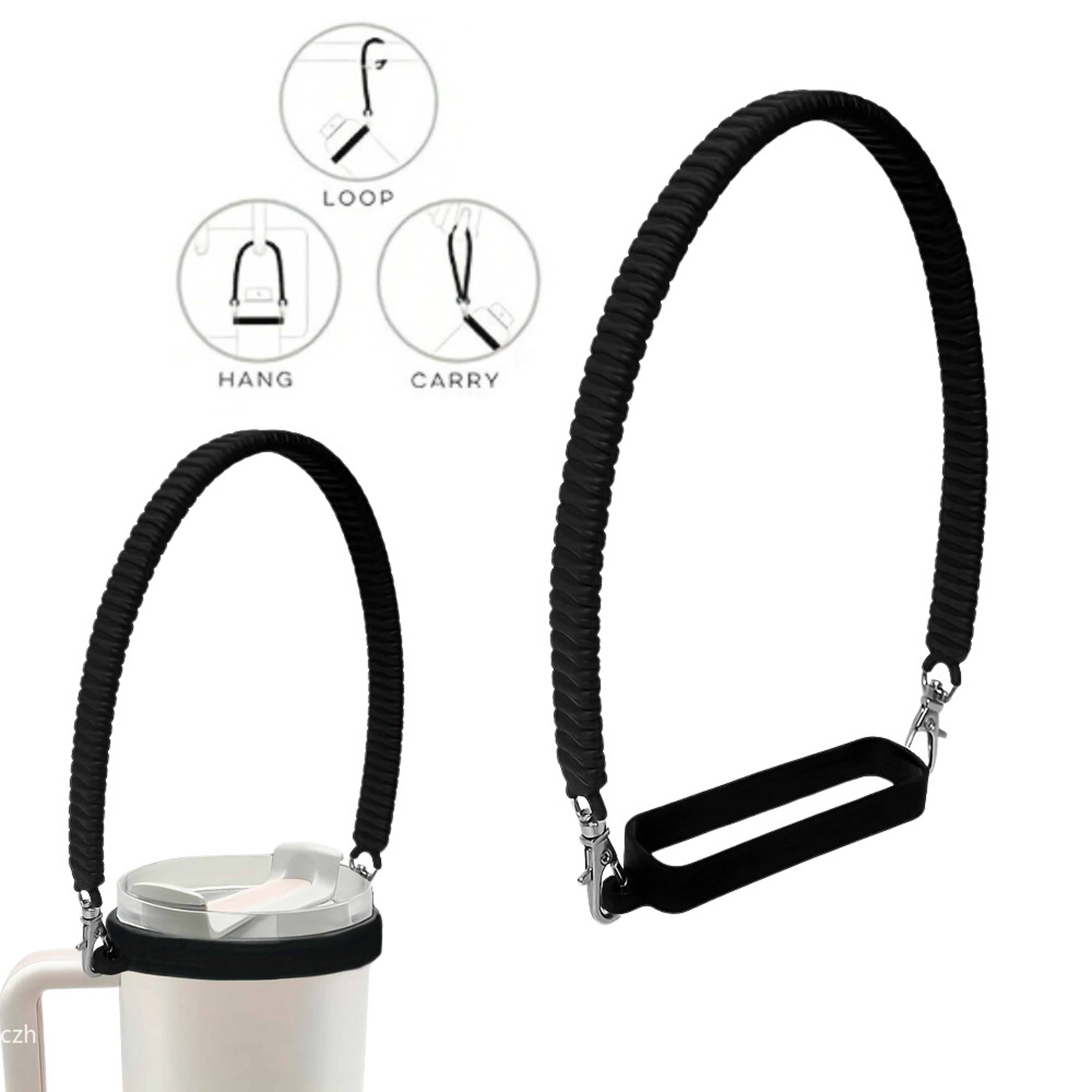 silicone water bottle sling carrier, durable soft handle strap, flexible cup holder for bottles, easy carry accessories